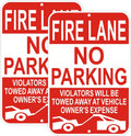 Fire Lane No Parking Sign, 12 x 18 Inches, Reflective, Weather-Resistant, Pack of 2