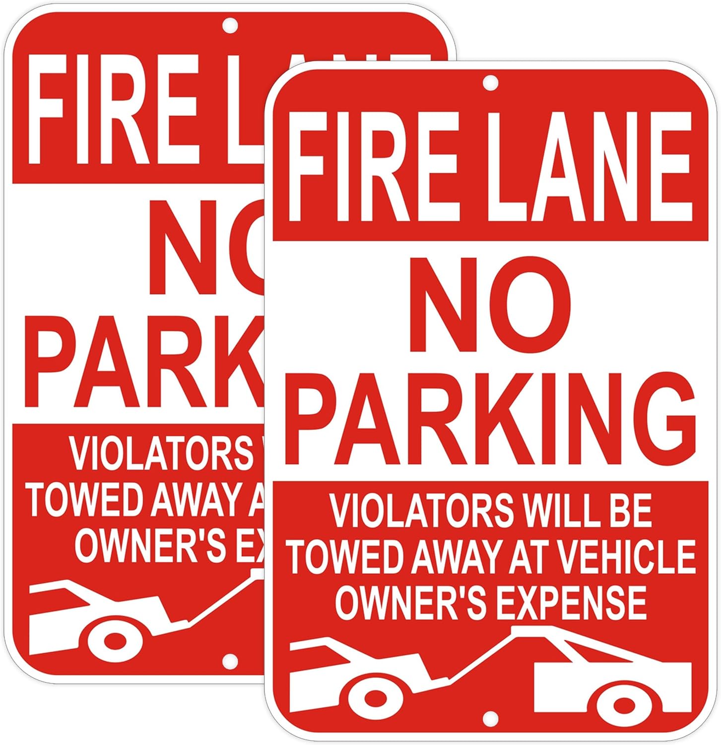 Fire Lane No Parking Sign, 12 x 18 Inches, Reflective, Weather-Resistant, Pack of 2