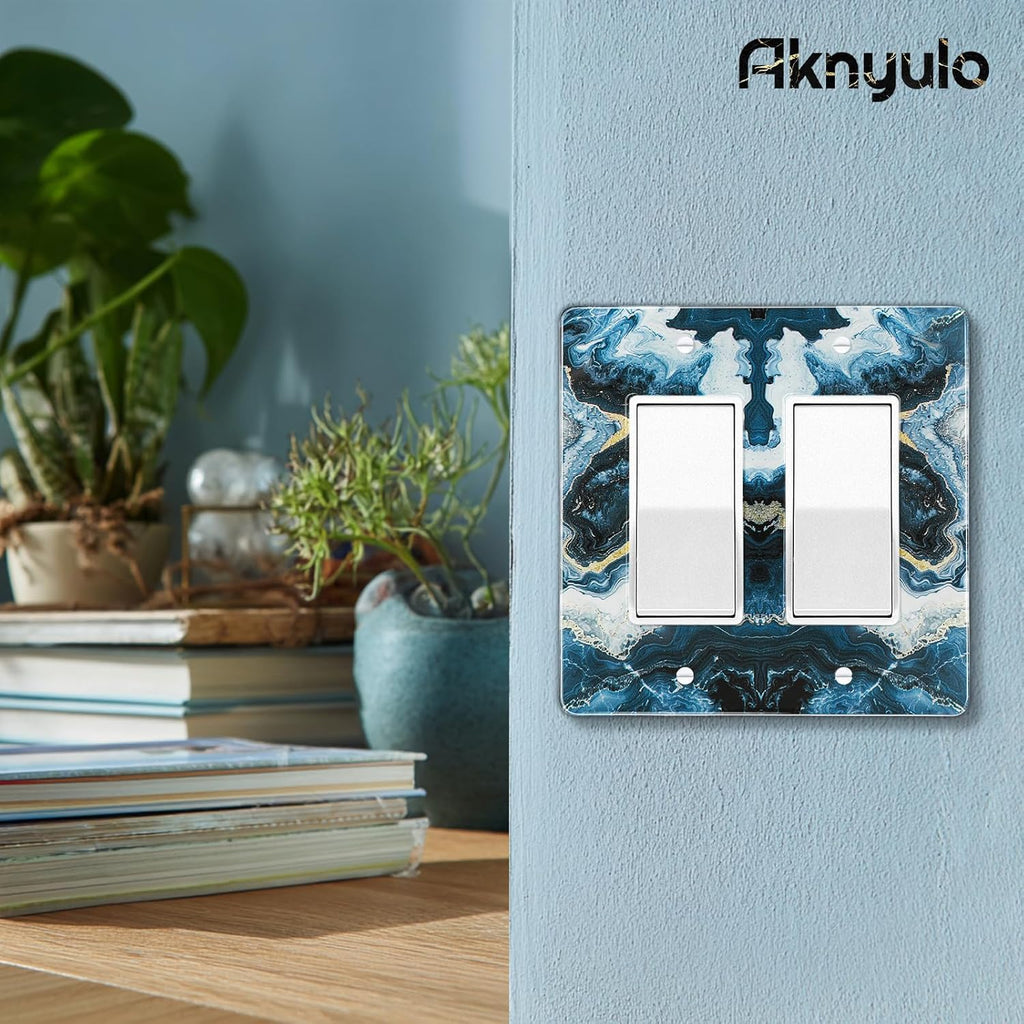 Luxurious Blue and Gold Marble Luxurious Blue and Gold Marble Acrylic Decorative Wall Plate Switch Plate Outlet Cover