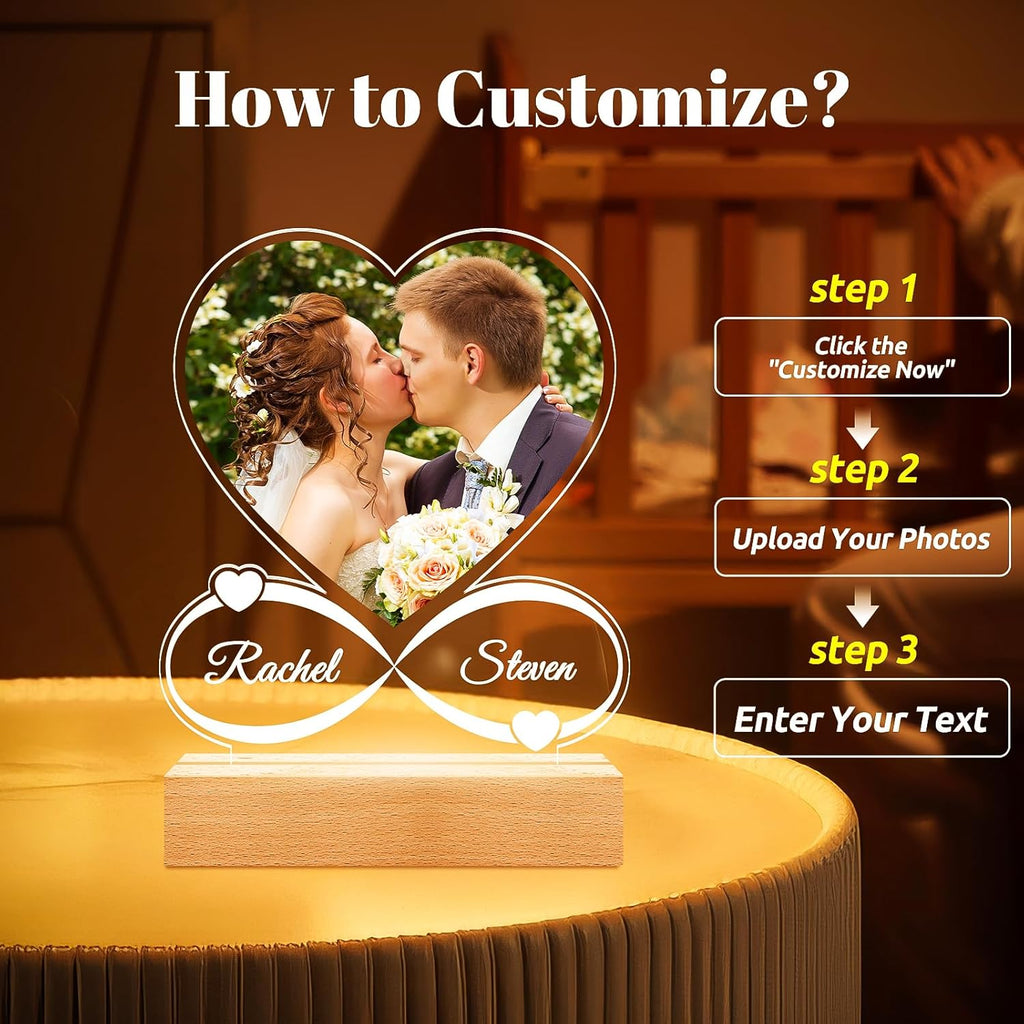 Personalized Engagement Wedding Gifts for Couples 2025, Custom Picture Frames, Customized Photo Frame, Personalized Anniversary Wedding Valentines Day Gifts for Women Men Her Him Wife Husband