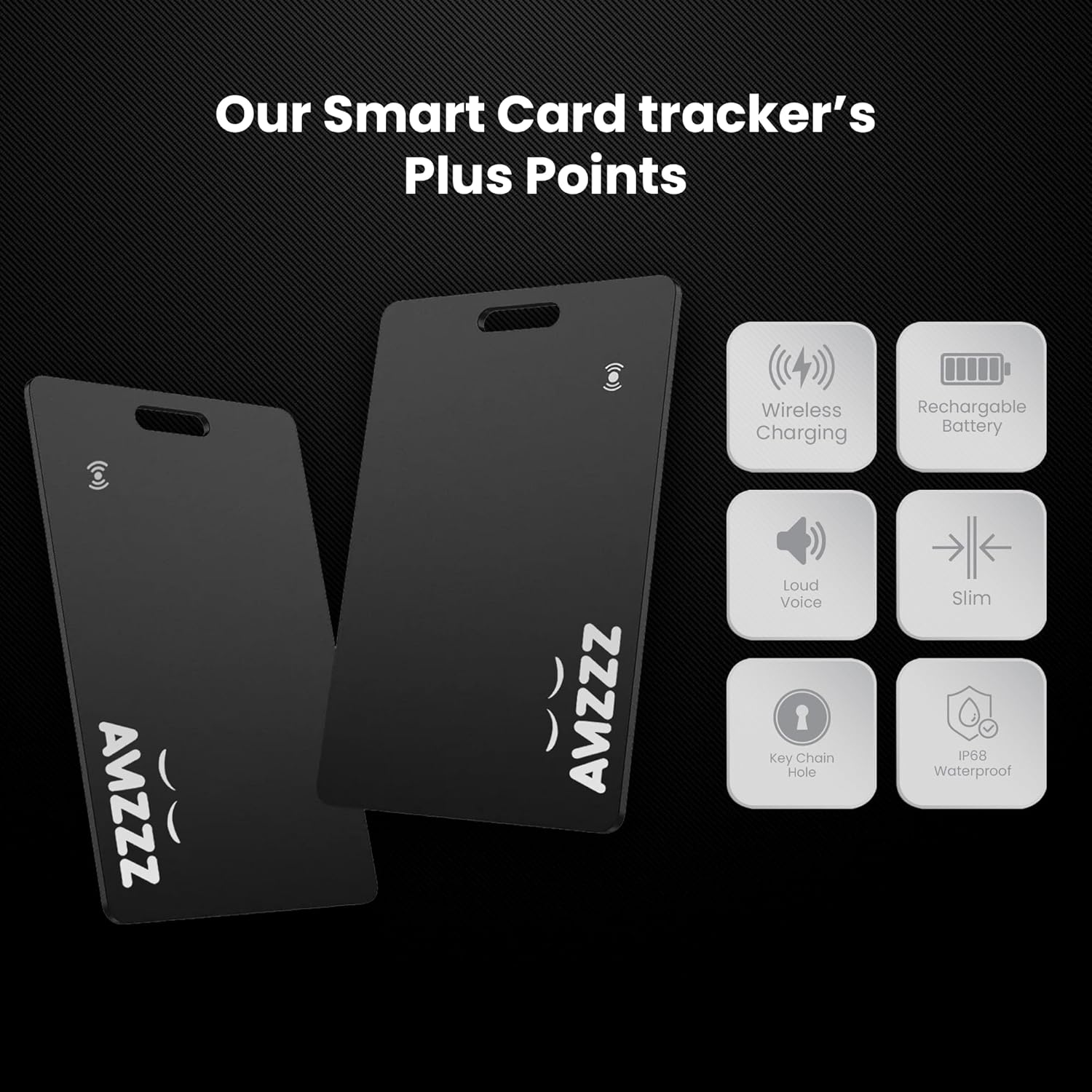 Apple MFI Certified Airtag Tracker Card for Apple Find My, Rechargeable Card, Only 0.07in, Finder with Keychain Hole, Item Locator for for Wallet, Bags