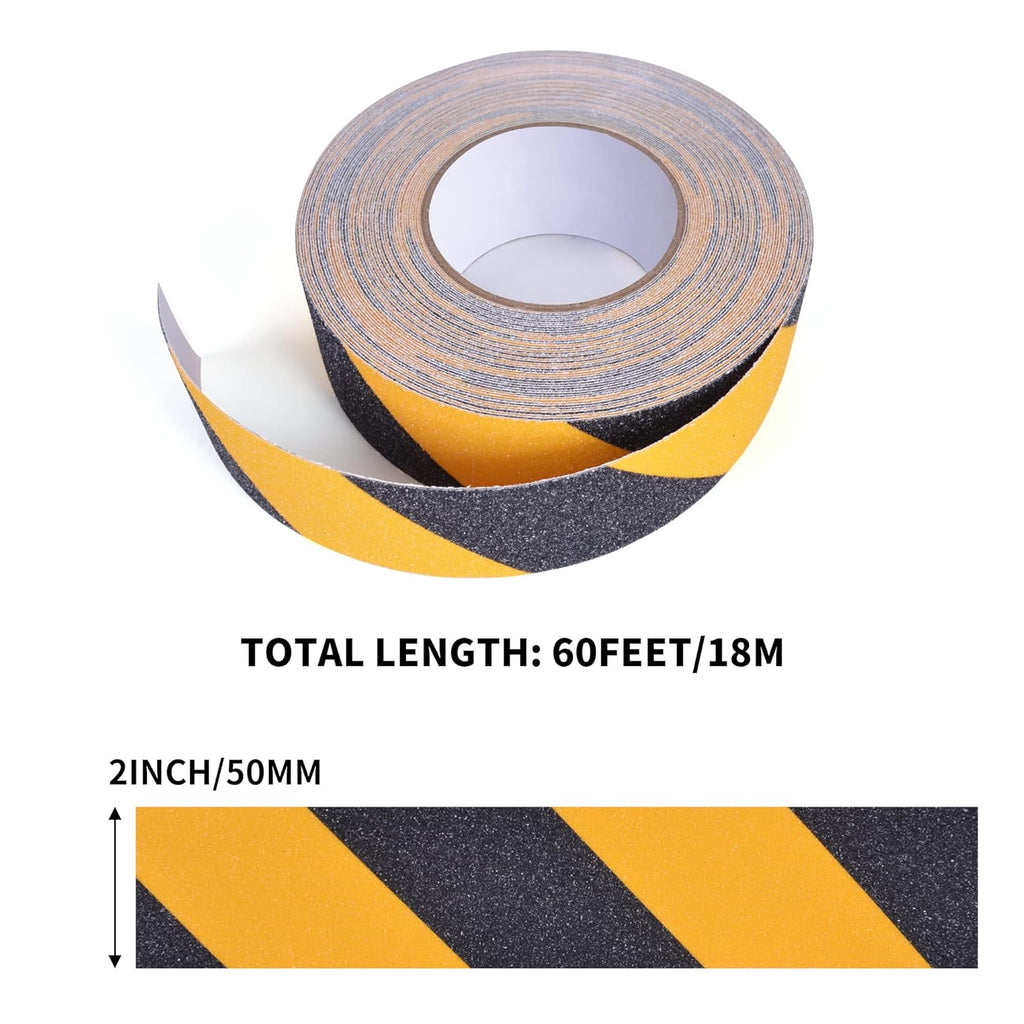 TAPEBEAR Safety Tape, 2inch x 60feet, Black/Yellow, Anti-Slip Adhesive Tape for Indoor Outdoor Steps Stairs, Waterproof, Strong Grip, Compatible with Plastic, Wood, Ceramic, Glass, Metal
