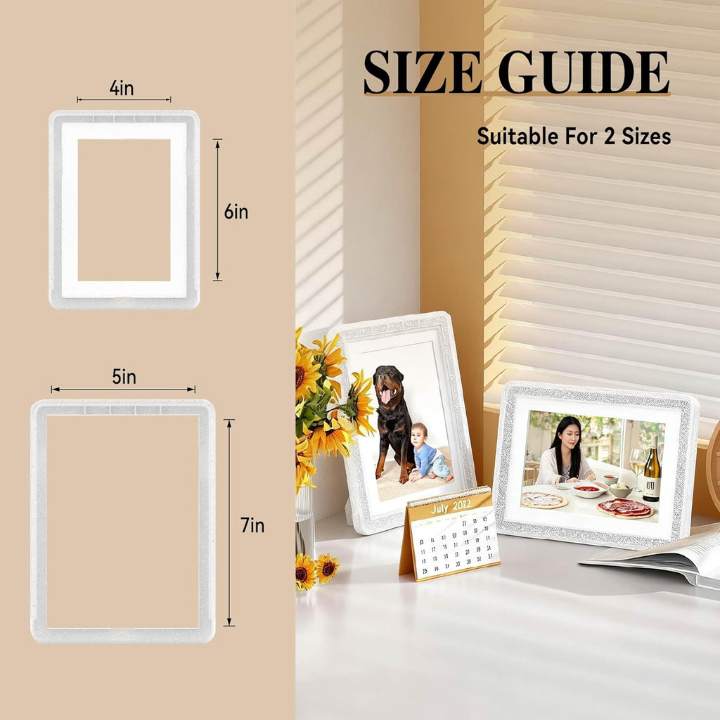 5x7 Picture Frame, Clear Acrylic Photo Frame with White Mat for 4x6 Photos, One-Piece Shatterproof Tool-Free Design, UV-Resistant Waterproof Tabletop Frame for Home Office Decor with 10-Year Warranty