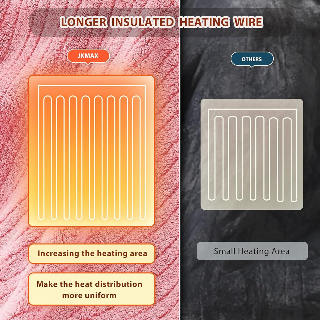 Heated Electric Blanket Queen Size - 84"x90" Flannel Heating Blanket with 10 Heating Levels & 5 Time Settings Over-Heat Protection, Winter Warmer for Adults with ETL Certification（Pink）
