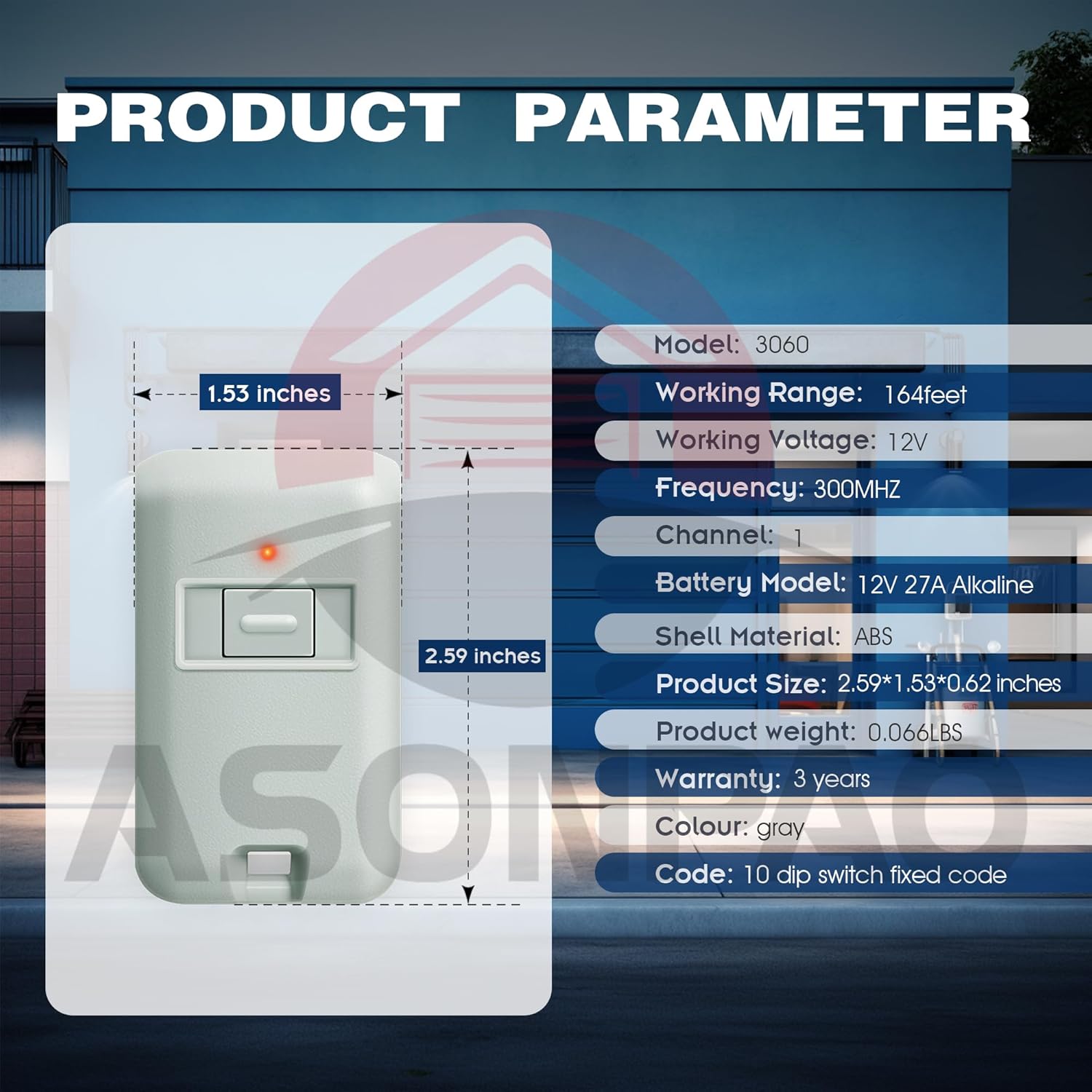 2 for Multi-Code 3089 MultiCode 308911 Linear MCS308911, 300MHZ 10 Dip Switch Gate Opener Remote (3-Year-Warranty)