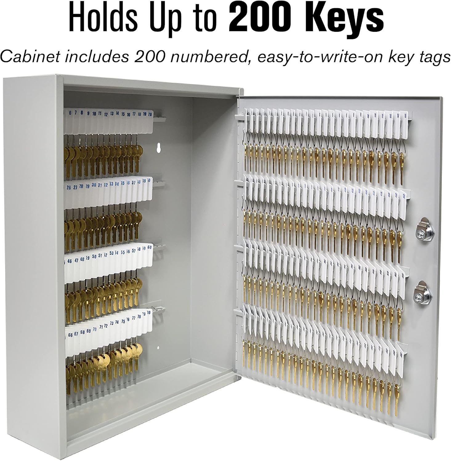 BankSupplies STEELMASTER 200 Key Cabinet - Dual Lock Control Key Box - Welded 22 Gauge Steel Construction - Scratch Resistant - Write-On Key Tags for Easy Identification