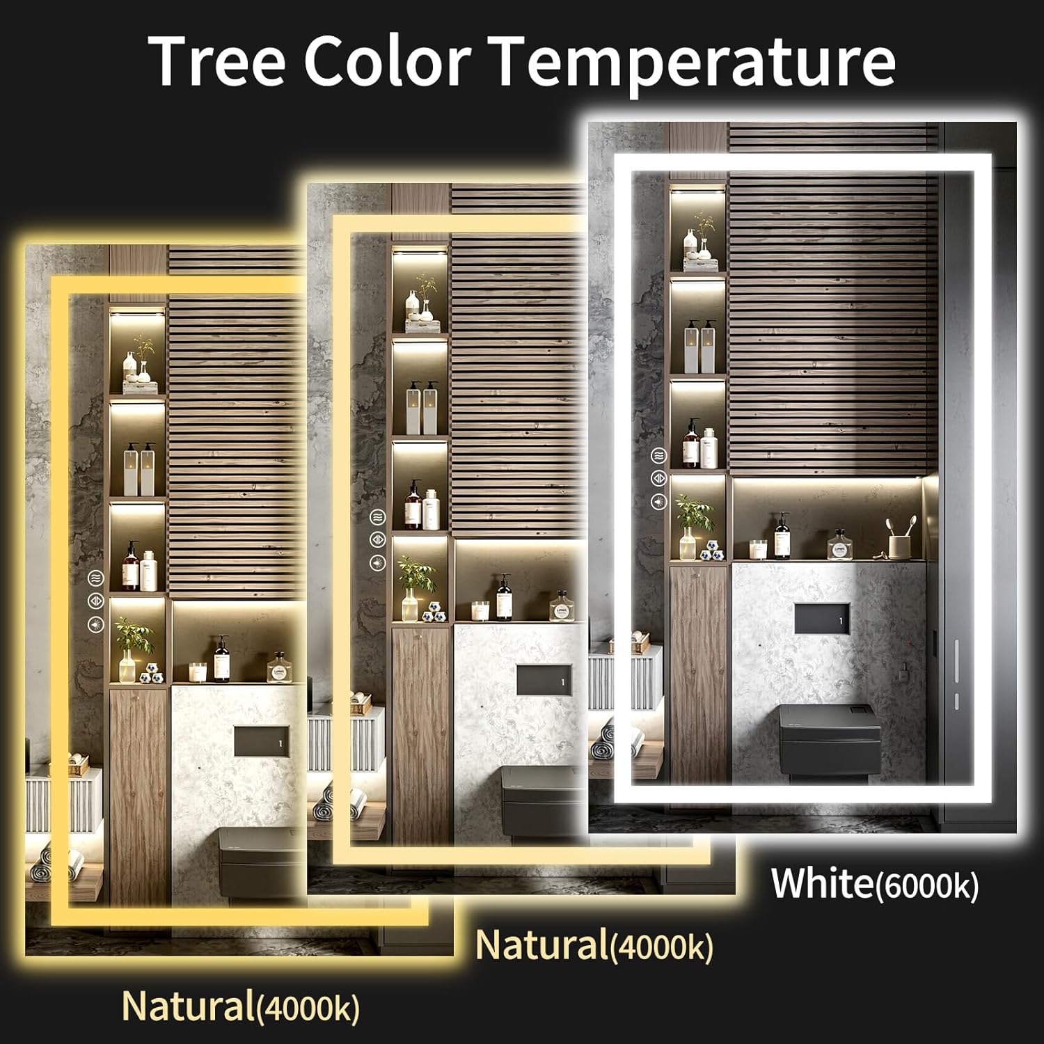 LED Bathroom Mirrors 32"x72" Bathroom Mirror with Lights for Wall, Backlit + Front Lit, 3 Colors, Anti-Fog, Dimmable Brightness for Vanity,Bathroom, Entryway, Living Room