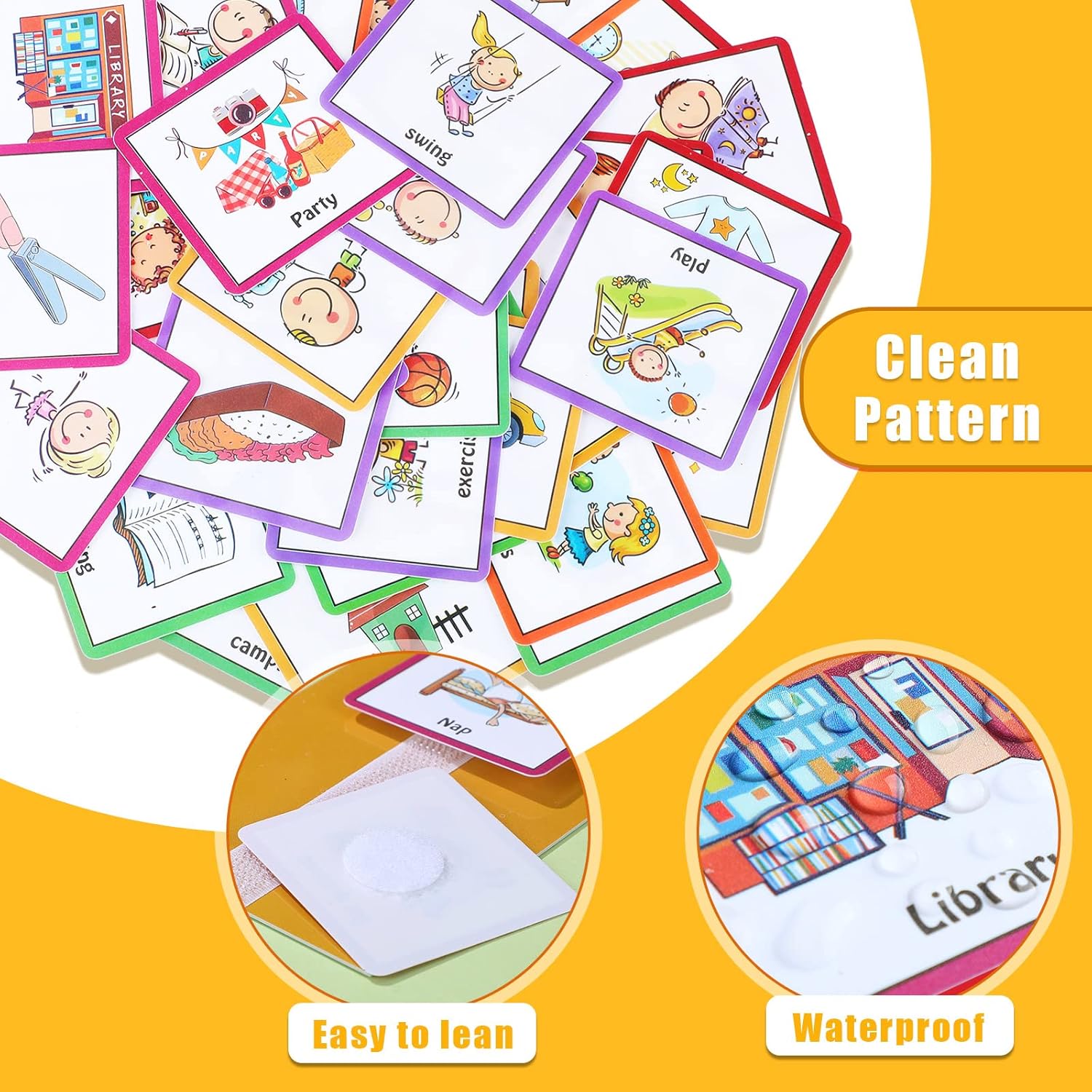 Geyee 60 Pcs Visual Schedule Cards Daily Routine Chart Visual Planner Cards Bulk for Autism Learning Materials Asperger's ADHD Home Education Behavioral Tool(Yellow)