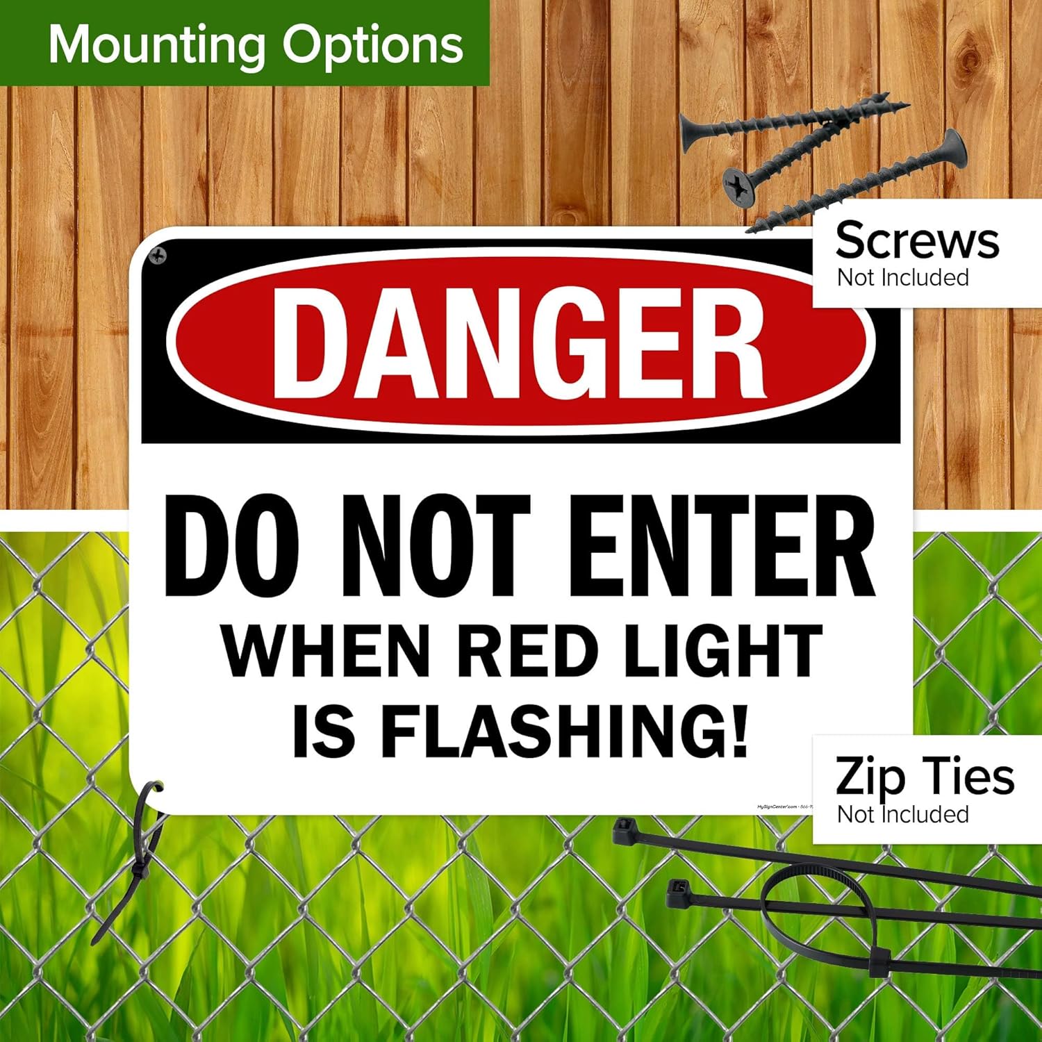 Danger Do Not Enter When Red Light is Flashing Sign, 18x24 Inches, 55 mil thick HDPS (high density polystyrene), Made in USA by My Sign Center