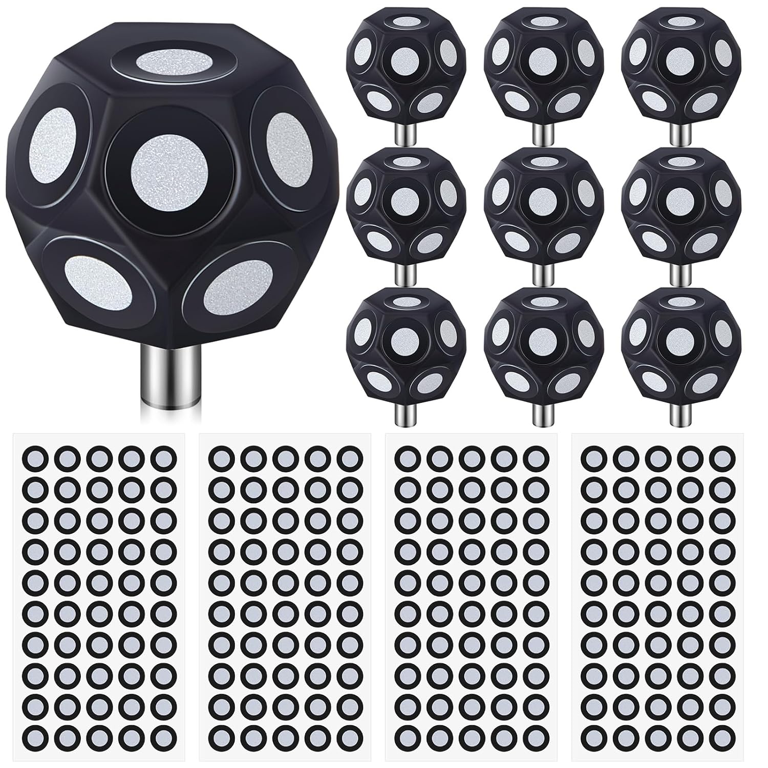 Kingdder 10 Pcs Multi-Angle Marker Set 4 Sheet 200 Point 6.0 mm 3D Scanner Markers Dot Stickers Scanning Spray Scanner Turntable Compatible Tracking Dot Reference Point for 3D Scanning