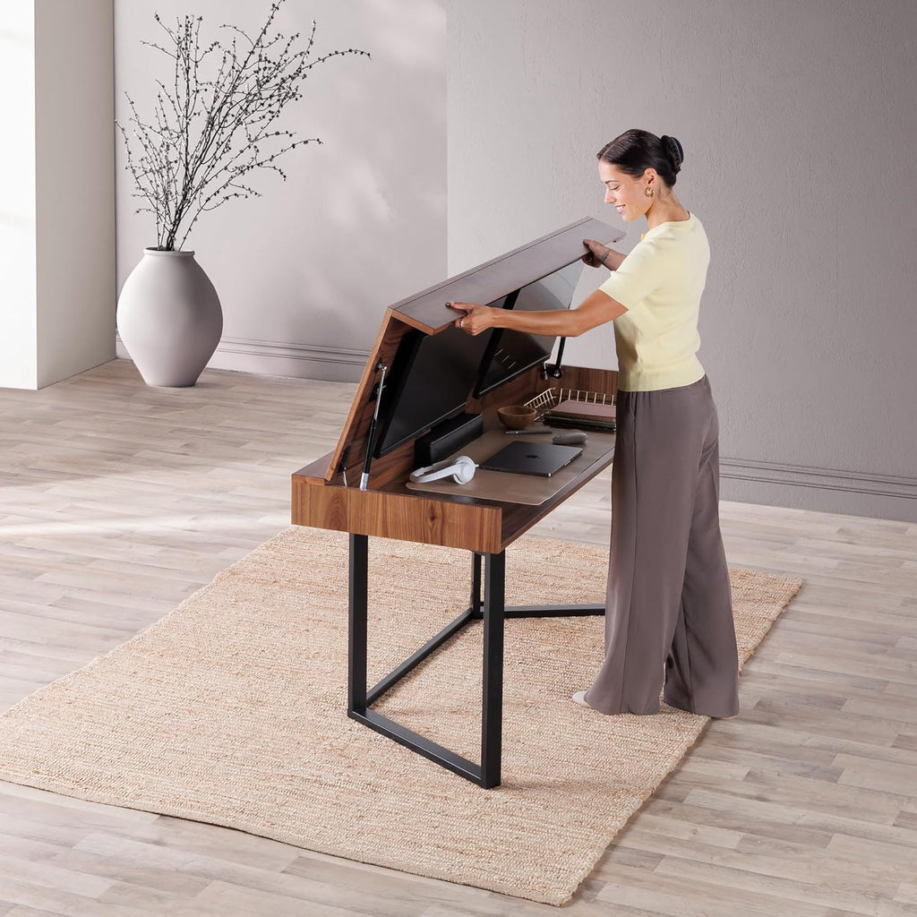 Transformer Table - Dining Table to Computer Desk, Work-from-Home Office, Gaming Desk, Study Desk, Space-Saving Adjustable Furniture, Dark Brown