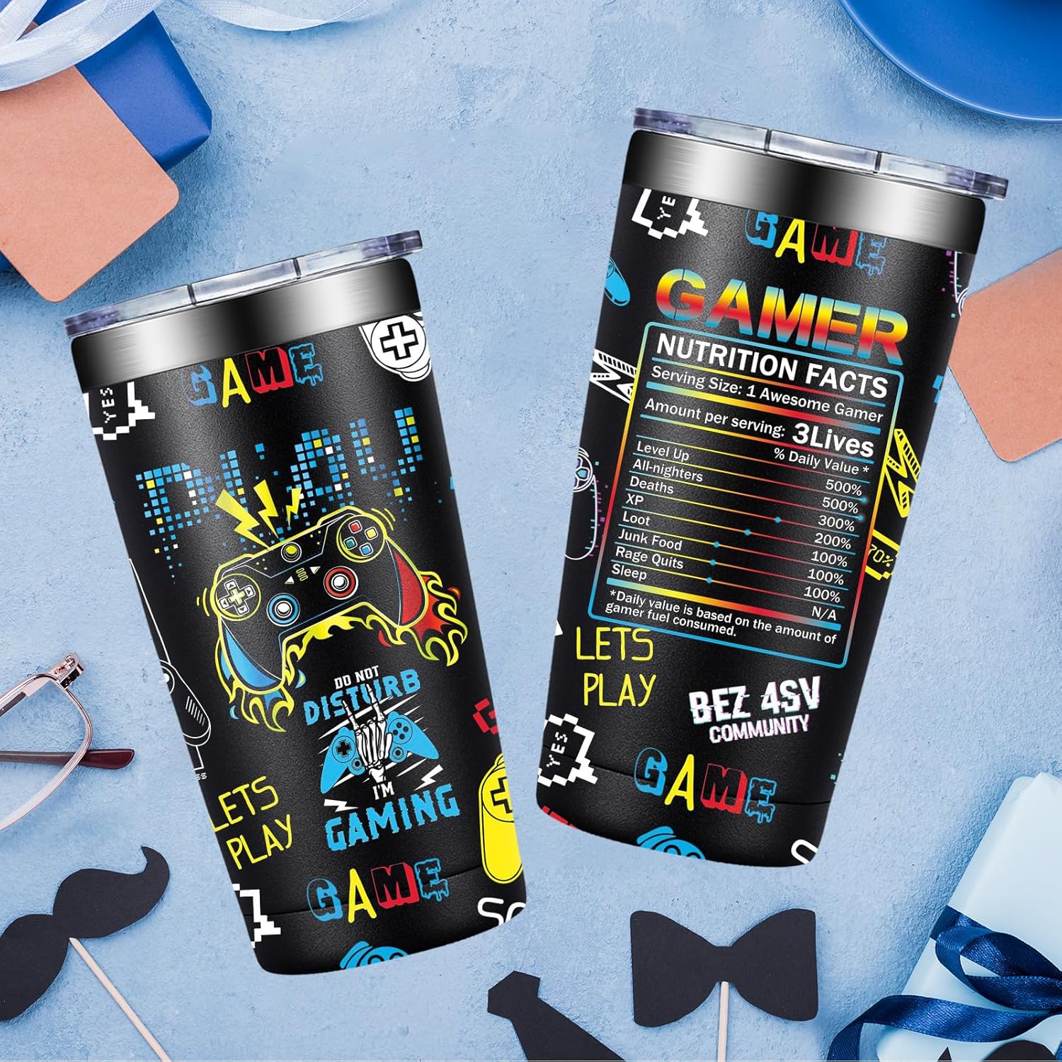 Gamer Gifts - Gifts for Gamers Men - Gaming Gift for Men, Teenage, Teen Boys, Boyfriend - Christmas Birthday Gift Set for Gamer - 20oz Gaming Tumbler