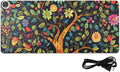 Heated Desk Pad Mouse Pad 31.5x13 Inch PU Leather Desk Mat with 3 Heat Levels Large Mouse Gaming Computer Laptop Mat Tree of Life Floral Leaves Black