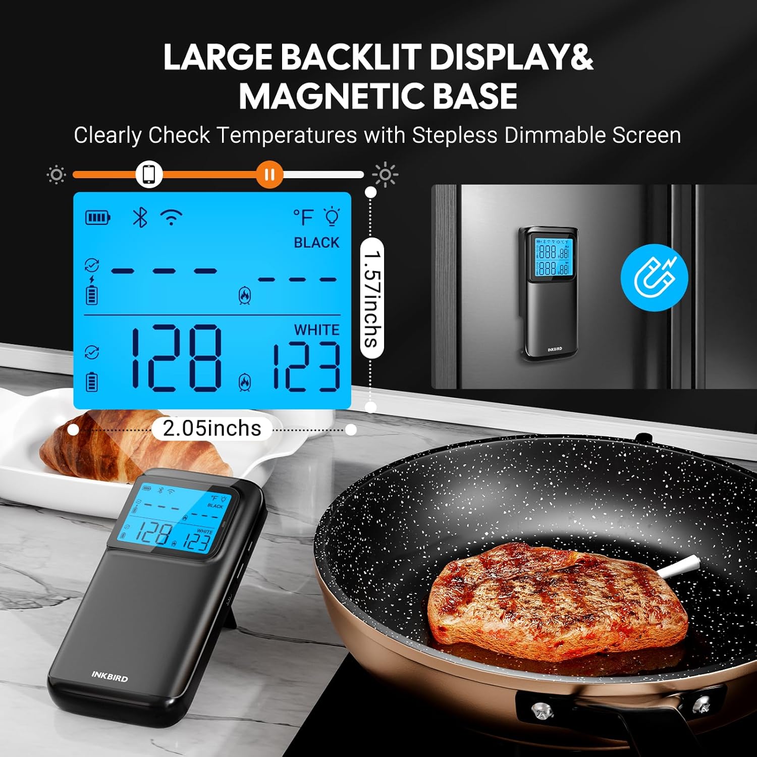 INKBIRD Wireless Dual Mode Multi-Sensor Meat Thermometer, WiFi 5G and Bluetooth 5.4 Connection, 2 Probes with 5 Sensors, CNAS-accredited Accuracy, for BBQ, Grill, Smoker, Oven, Kitchen
