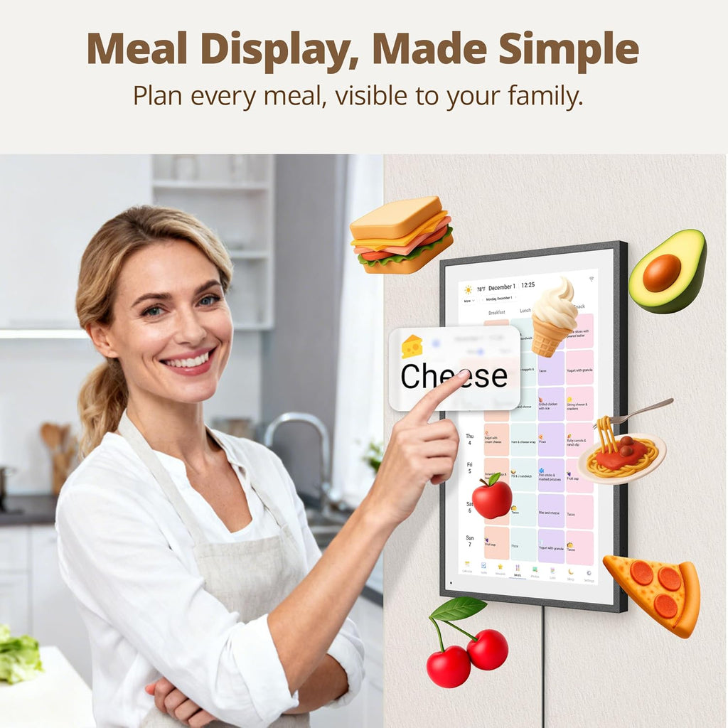 Dragon Touch 15.6" Digital Calendar Chore Chart – 1080P Full HD Interactive Touchscreen, Smart Family Planner, Hearth Display Digital Calendar Wall & Desk Mountable for Seamless Scheduling Black