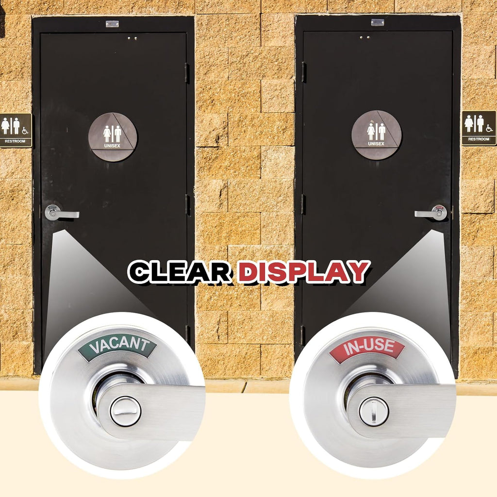 Tandefio 1 Set Vacant Occupied Bathroom Lock, Commercial Door Handle with in-use or Vacancy Occupied Deadbolt, Privacy Indicator Restroom Handle Lock for Restrooms, Satin Chrome (63.5 mm,Silver)