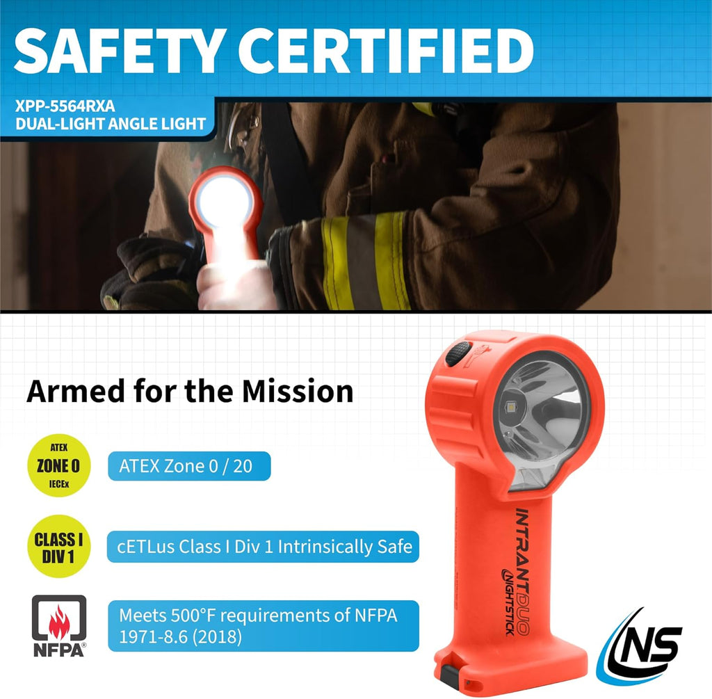Nightstick XPP-5564 Intrant® Duo Intrinsically Safe Turbo Dual-Light Angle Light - 4 AA