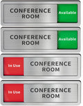 2 Pack Conference Room Office Door Signs Do Not Disturb, In Use/Available Slider Sign for Home Office Wellness Conference Vacant Occupied Privacy Slide Door Sign,Brushed Silver 8" x 2.6"