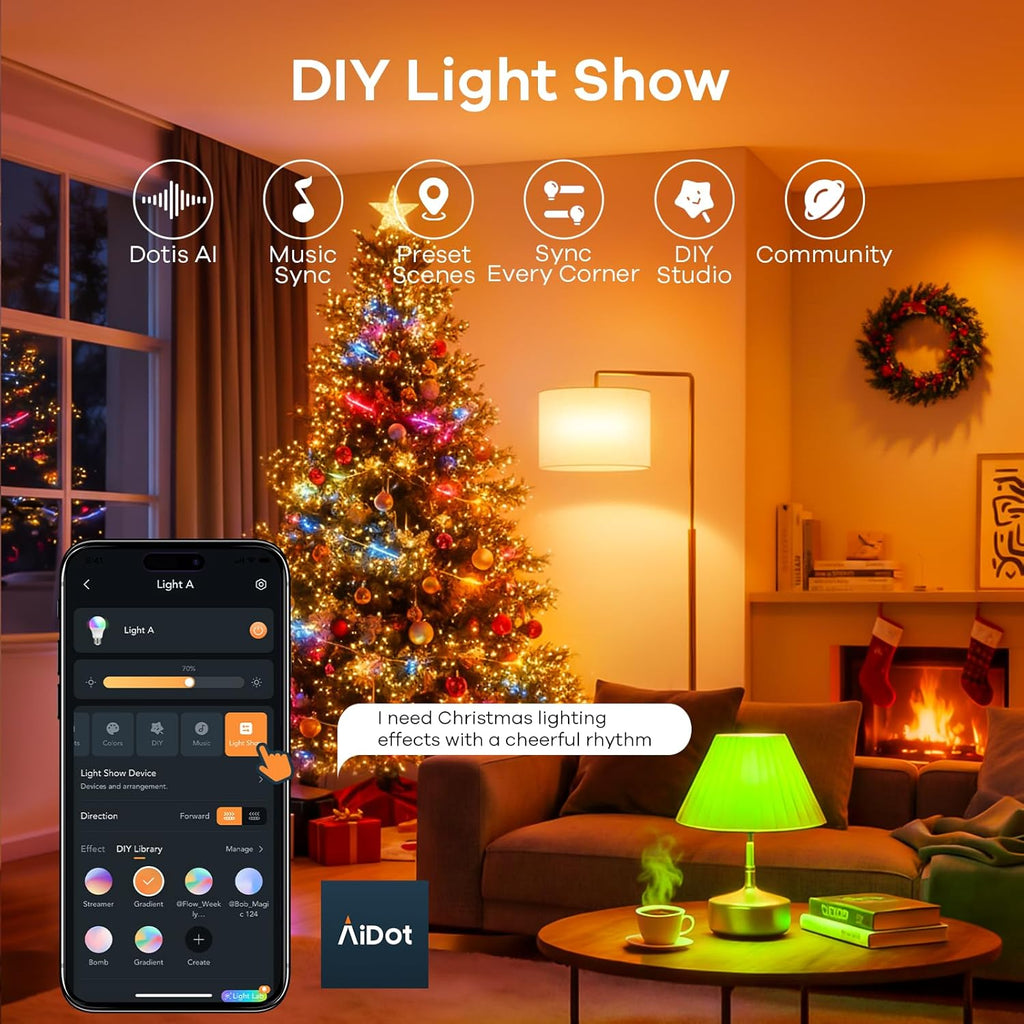 Linkind WiFi Smart Light Bulbs, Alexa Light Bulb Work with Alexa, Google Home, RGBTW 16 Million Color Changing Light Bulbs Dimmable, Mood Lighting, 2.4GHz Only, A19 E26 WiFi Bulb 60W 800LM 8 Pack