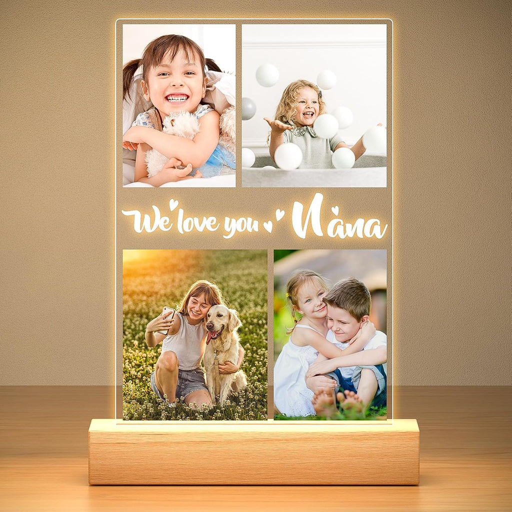 Custom Picture Frame with Photo, Personalized Photo Frame with Night Light, Customized Photo Frames, Personalized Valentines Day Gifts for Girls, Boys, Kids