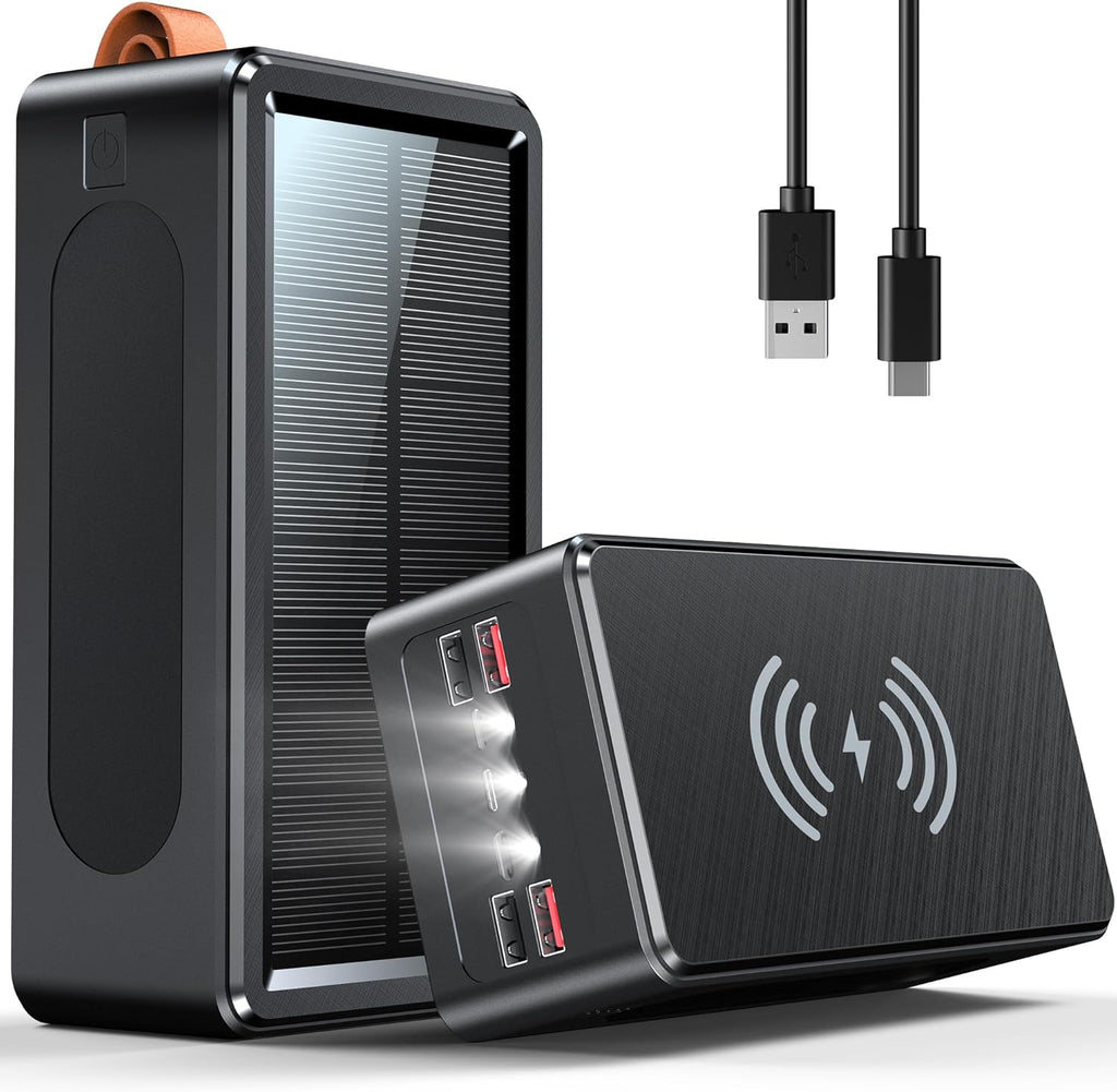 Power Bank 90000mAh High Capacity Battery Pack 35W Fast Charging - Wireless Solar Charger Power Bank for Camping, Travel, Emergencies, Tech Devices | 7-Port PD/USB-C, LED Flashlight