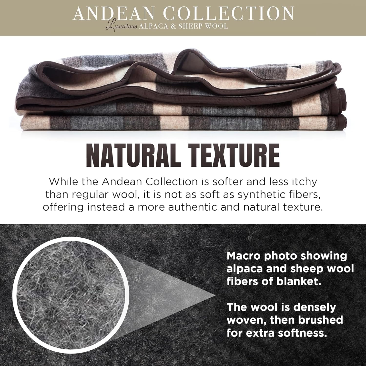 Natural Alpaca & Sheep Wool Blanket – Twin Size – Heavyweight Warmth, Thick, Breathable, Natural Texture & Scent, 63 x 84 Inches, 4.2 lbs – Made in Peru