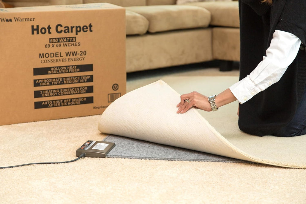 Hot Carpet Under Rug Instant Radiant Floor Heater Electric Mat Electric Carpet Electric Heated Area Rug Great for Yoga (720 watt 92" x 76.5 ") Made In Seattle Since 2012 A Unique Gift