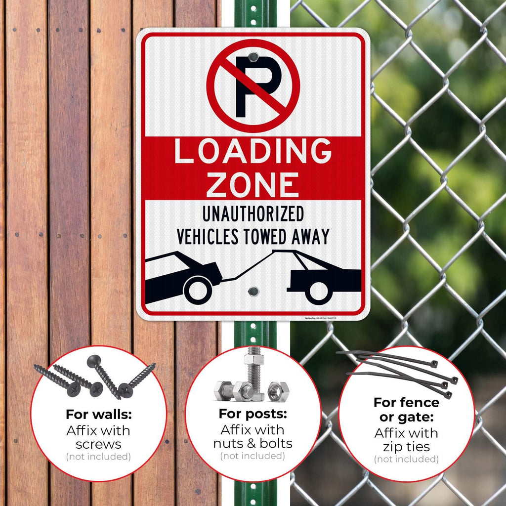 No Parking Symbol Sign, Loading Zone Sign, 24x30 Inches, 3M EGP Reflective .080 Aluminum, Fade Resistant, Indoor/Outdoor Use, Made in USA