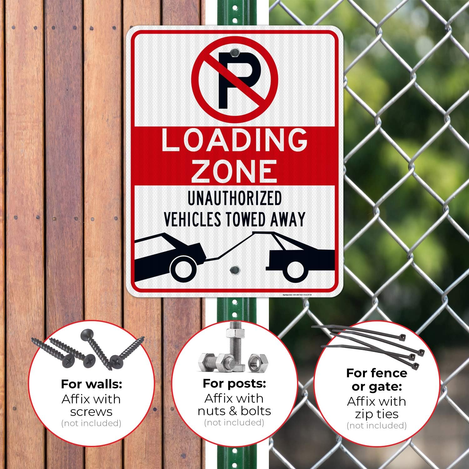 No Parking Symbol Sign, Loading Zone Sign, 24x30 Inches, 3M EGP Reflective .080 Aluminum, Fade Resistant, Indoor/Outdoor Use, Made in USA
