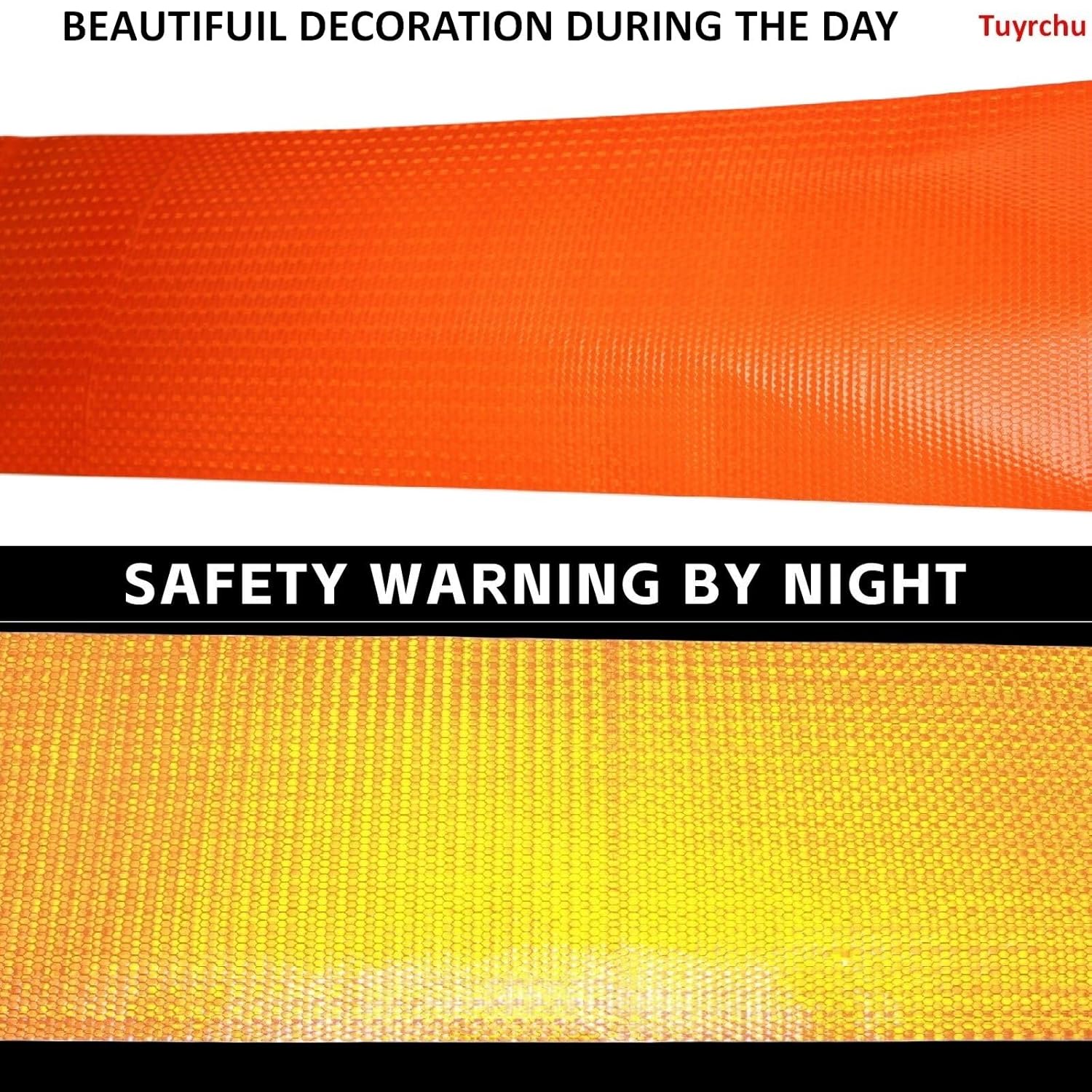 Reflective Tape Orange 10 inch, Outdoor Waterproof High Visibility Warning Industrial Marking Tape, Safety Stickers (11 feet)