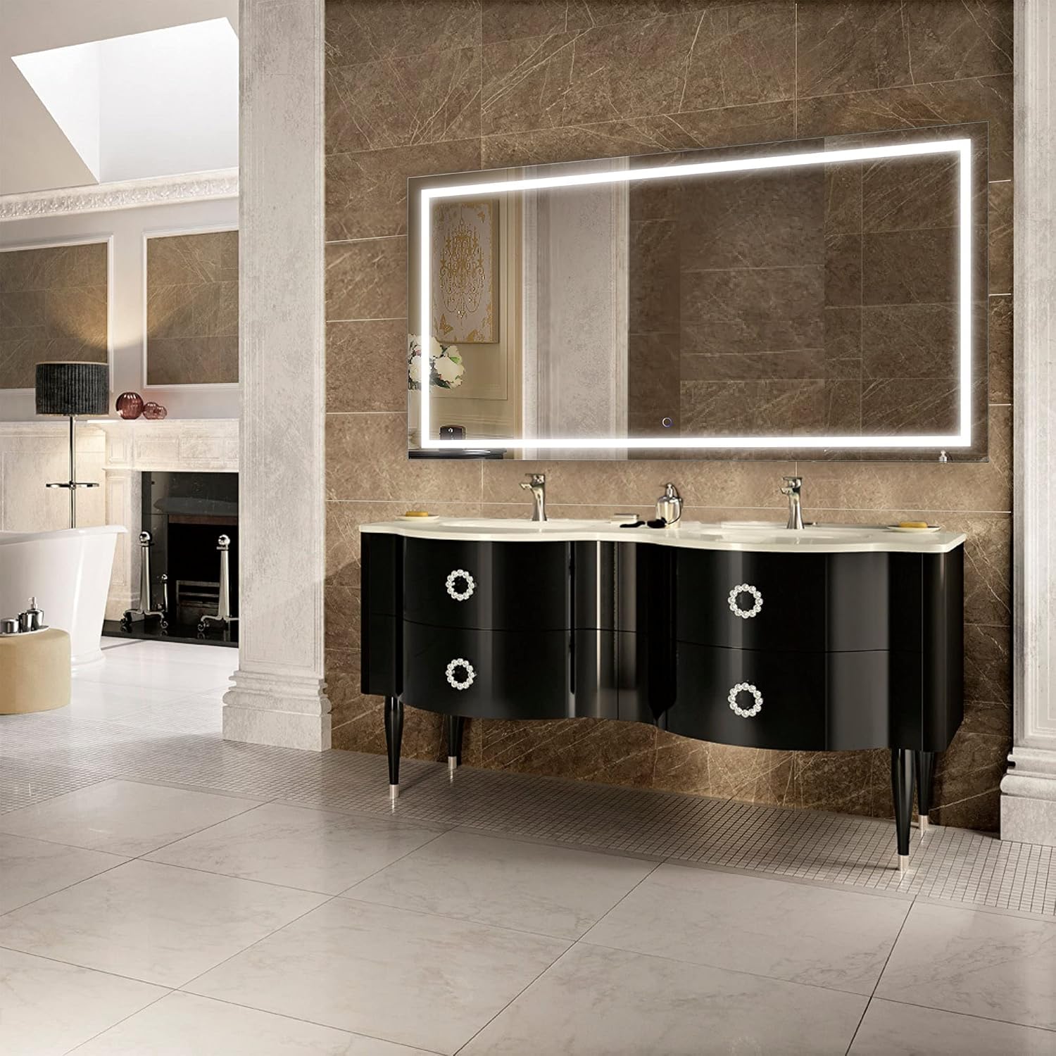 Krugg | Large 66 Inch X 36 Inch LED Bathroom Mirror | Lighted Vanity Mirror Includes Dimmer & Defogger | Wall Mount Vertical or Horizontal Installation