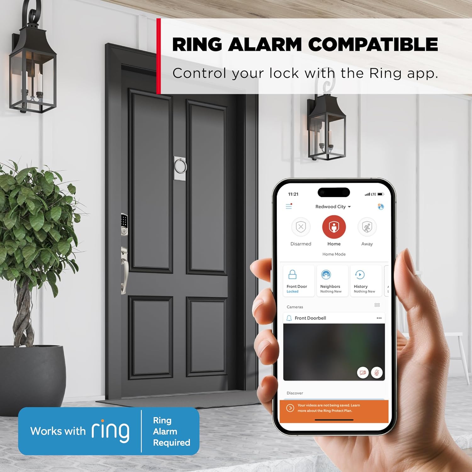 Kwikset HomeConnect 918 Traditional Z-Wave Long Range Enabled Touchscreen Lock Works with Ring Alarm, Samsung SmartThings Hub Required, Sold Seperately in Satin Nickel