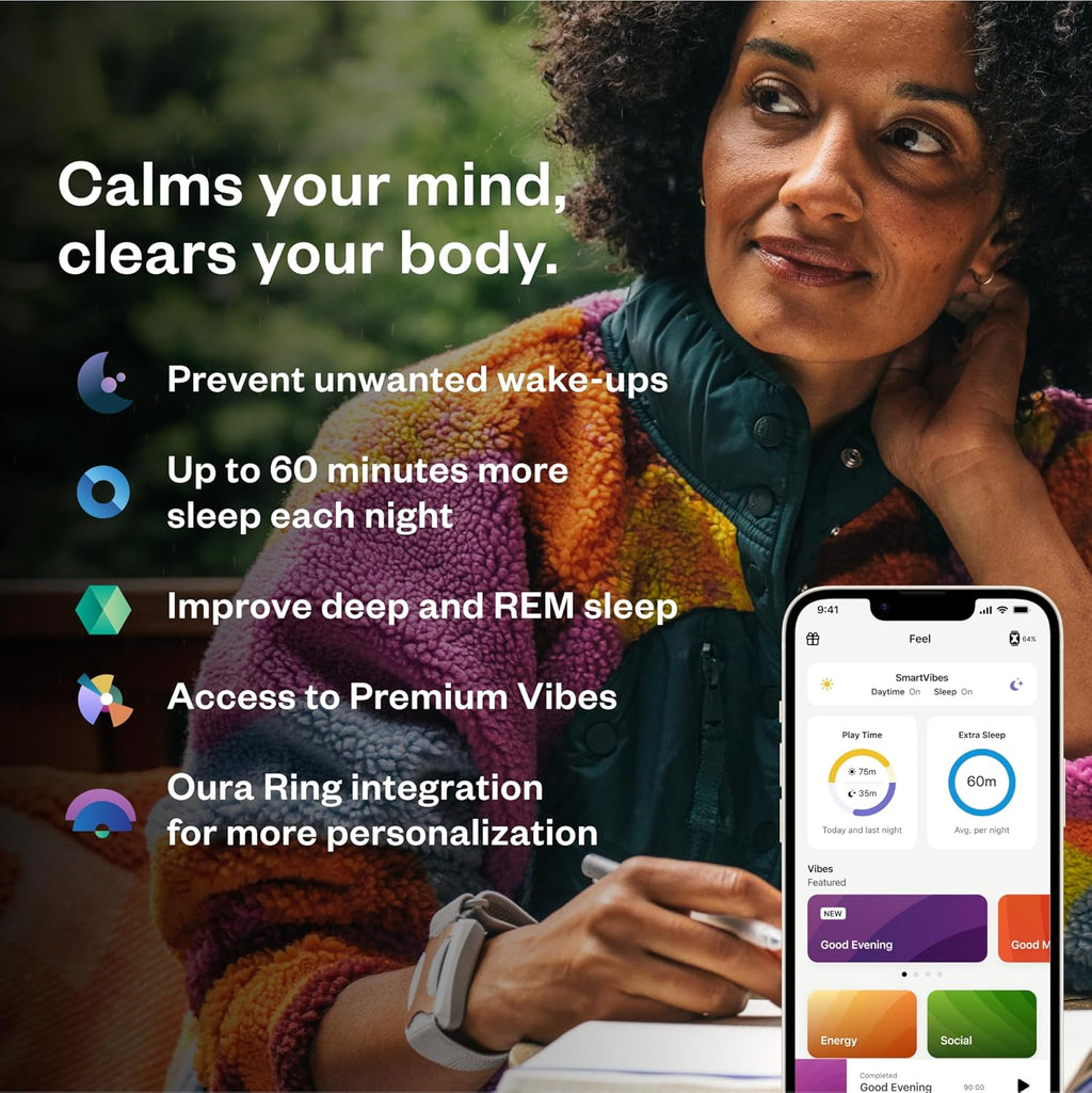 Apollo Neuro Wearable & 12-Month SmartVibes AI Membership – Sleep Aid & Stress Relief Device | Fall Asleep Faster, Sleep Longer & Deeper | Boost Focus, Relaxation & Calm (Stealth)