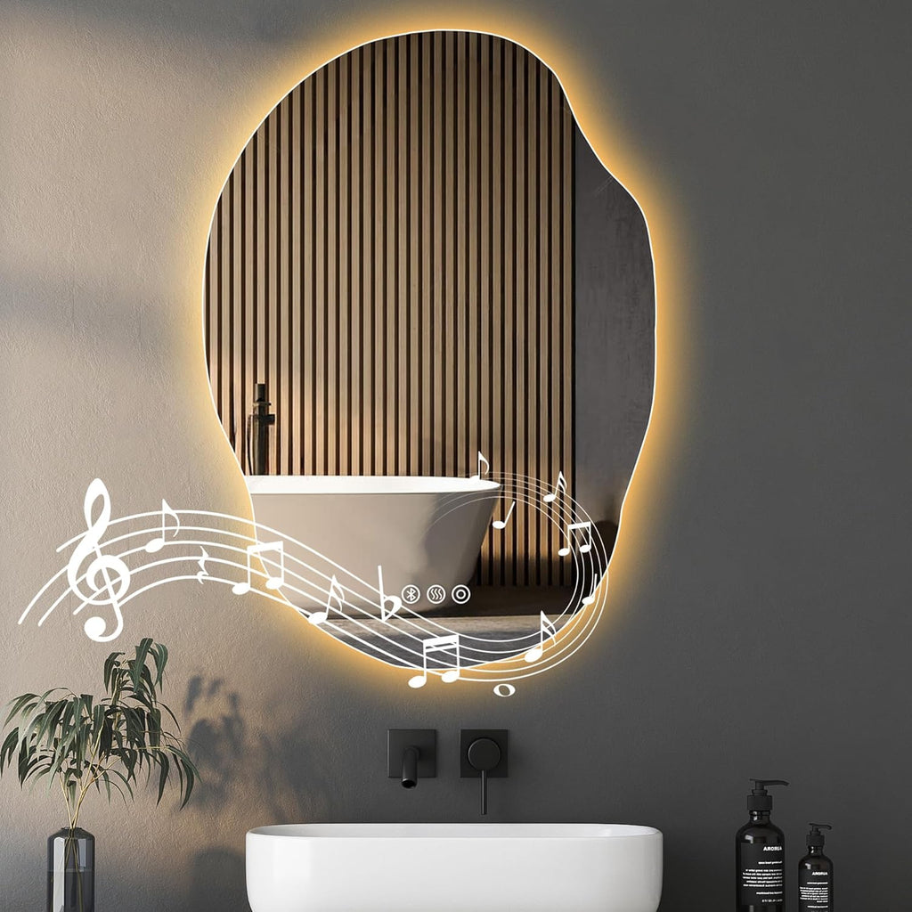 Led Mirror for Bathroom, 25x35 Inch Lighted Mirrors,Backlit Mirror with Bluetooth Speaker, Anti-Fog, Memory Function, 3 Color Temperature, Dimmable Led Bathroom Mirror, Horizontal/Vertical