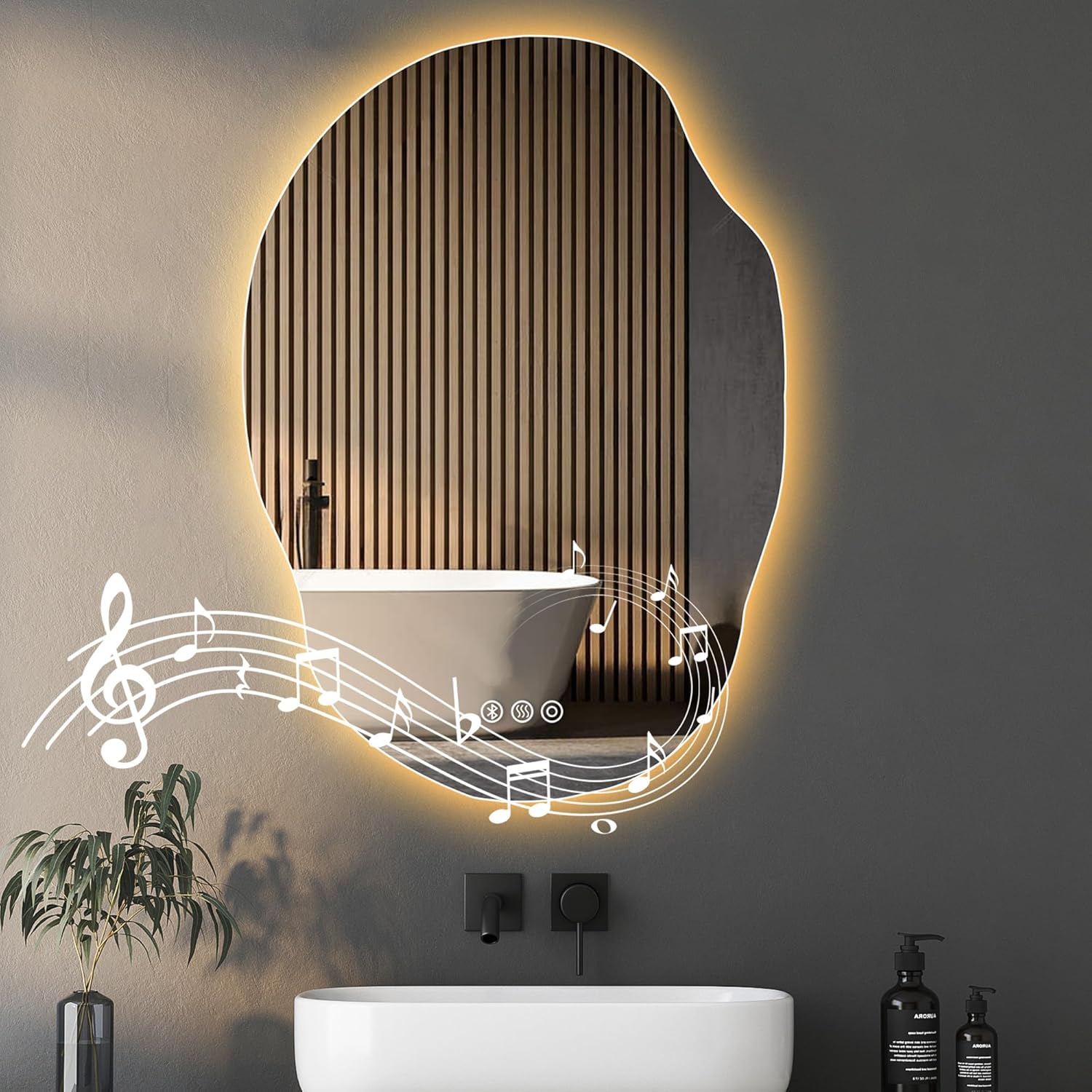 Led Mirror for Bathroom, 25x35 Inch Lighted Mirrors,Backlit Mirror with Bluetooth Speaker, Anti-Fog, Memory Function, 3 Color Temperature, Dimmable Led Bathroom Mirror, Horizontal/Vertical