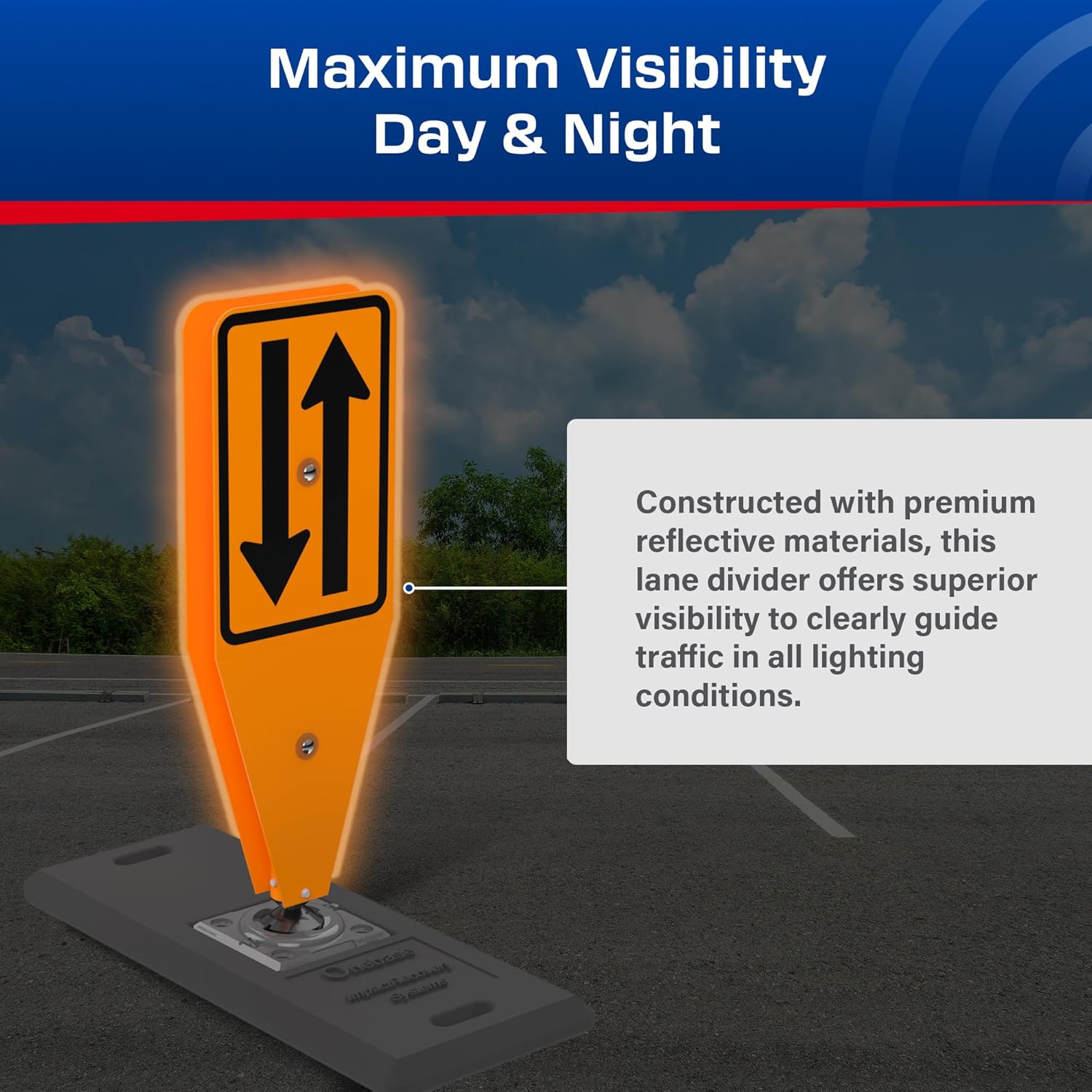 Impact Recovery - Work Zone Opposing Traffic Lane Divider - Road Signs for Work Zone Safety - Arrow Sign - Construction Safety - Traffic Control Street Signs