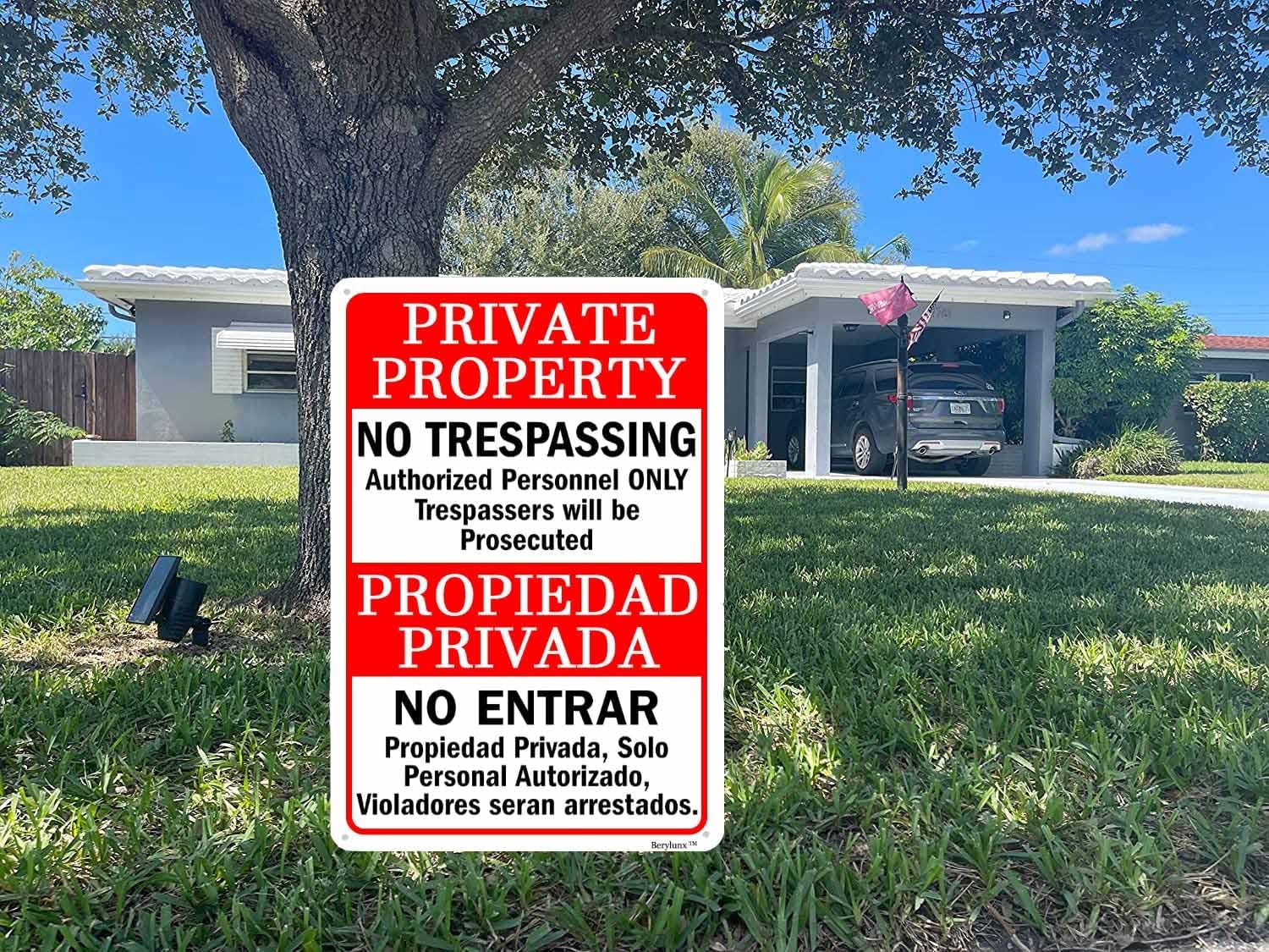 Private Property Sign,No Trespassing Signs,Home Safety Warning Sign,Outdoor Safety Sign, "Private Property - No Trespassing" 12"x16" Aluminum Sign