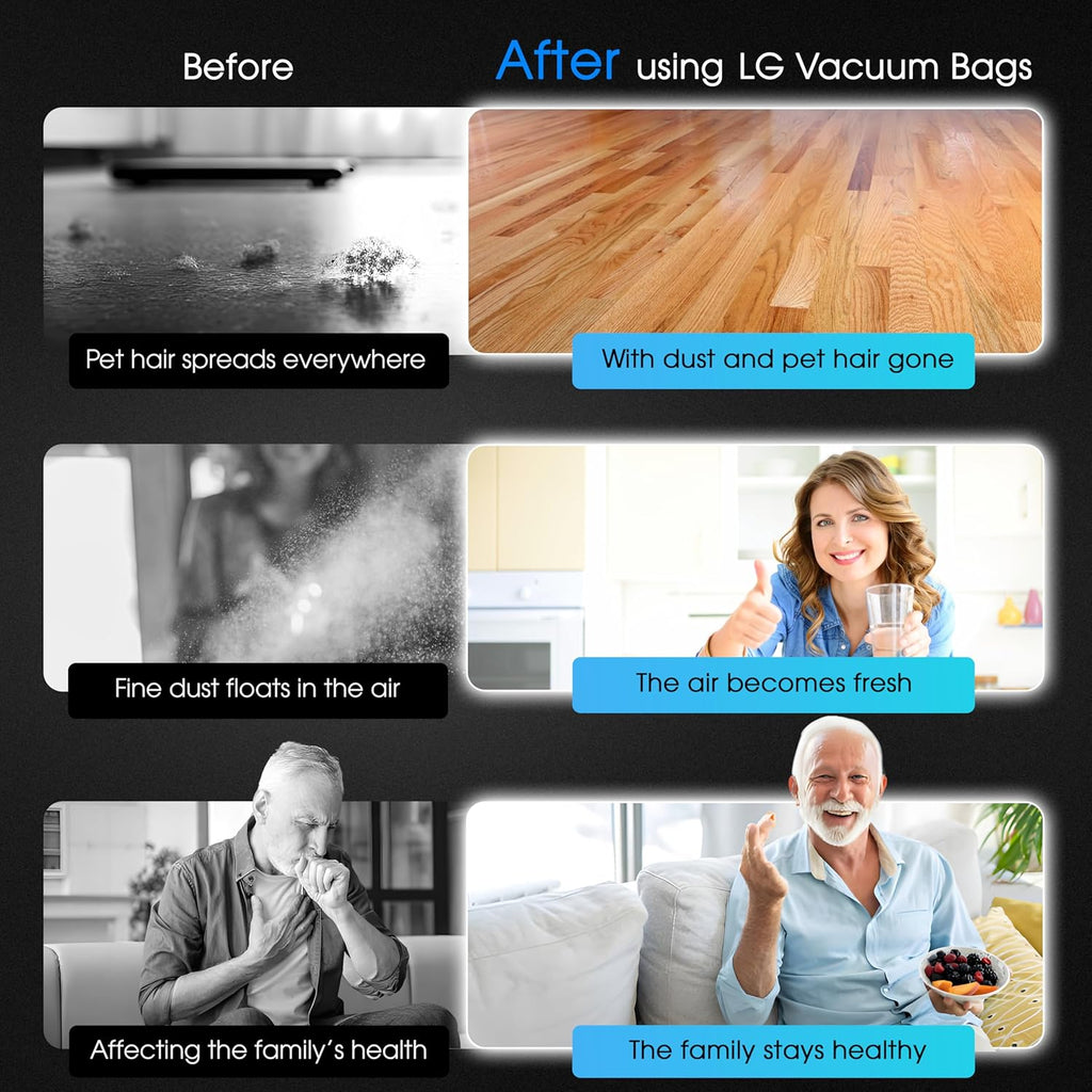 14 Pack Replacement Dust Bags for LG CordZero Vacuum, Compatible with A939KBGS, A938KBGS, A937KGMS, Melt-Blown Cloth, 2.5L Capacity