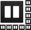 LIDER Brushed Finish Double Decorator Switch Cover, Screwless Wall Plate, Mid-Size 2-Gang 4.88" x 4.92", Unbreakable Polycarbonate Thermoplastic, UL Listed, LSWP-32M-BBK10P, Brushed Black, 10 pack