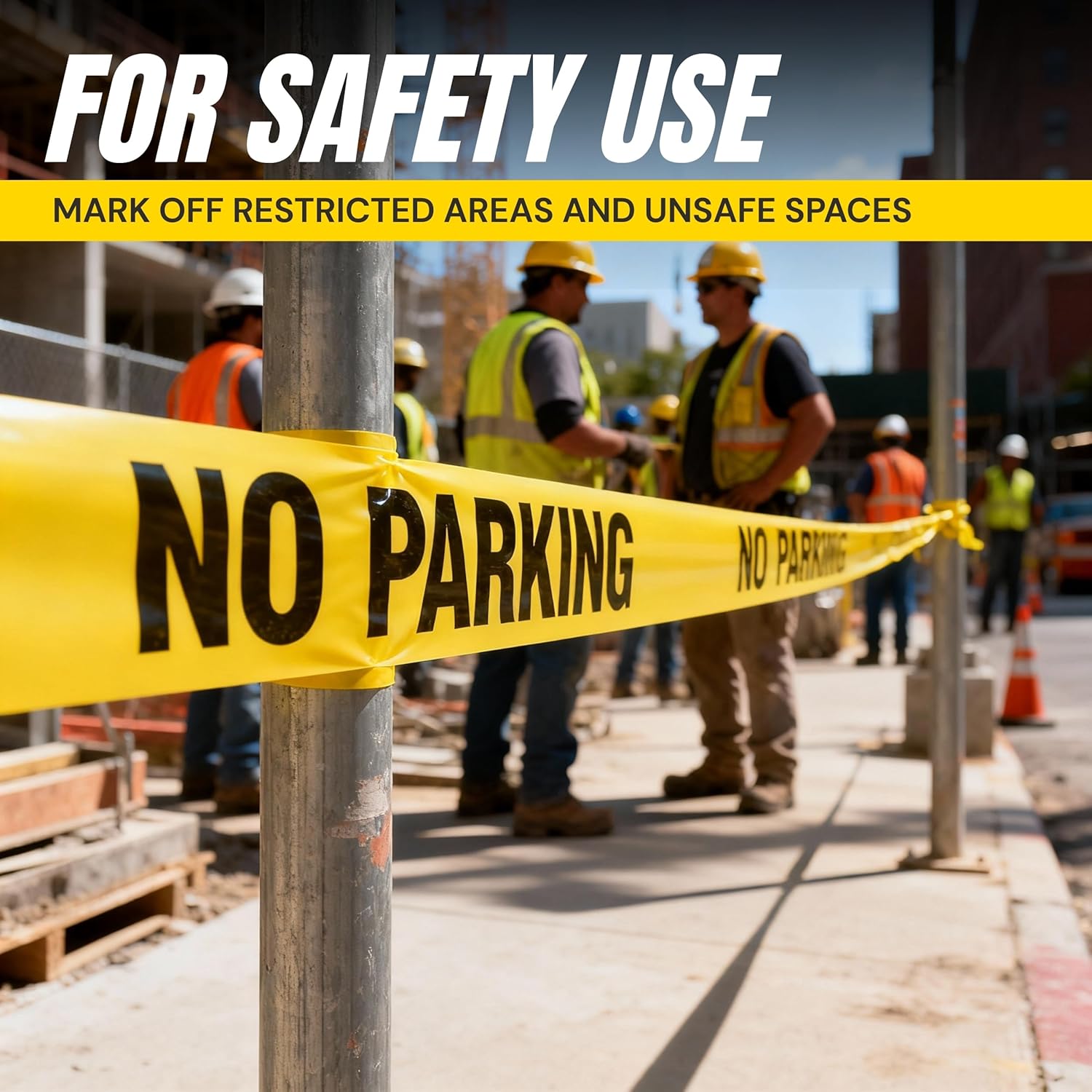 Caution No Parking Tape 3 Pack 3 inch X 1000 feet • Bright Yellow with a Bold Black Print for High Visibility • 3 in. Wide for Maximum Readability • Tear Resistant