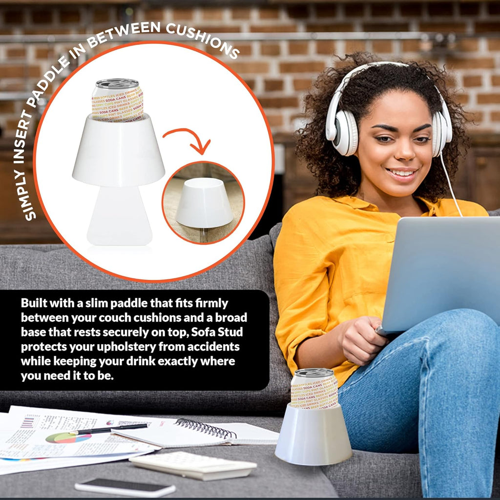 Original Couch Cup Holder - Spill Proof, Convenient, & Versatile Drink Coaster Molded from BPA Free, Impact Resistant, Durable Plastic That Fits Cans, Cups, Bottles & More