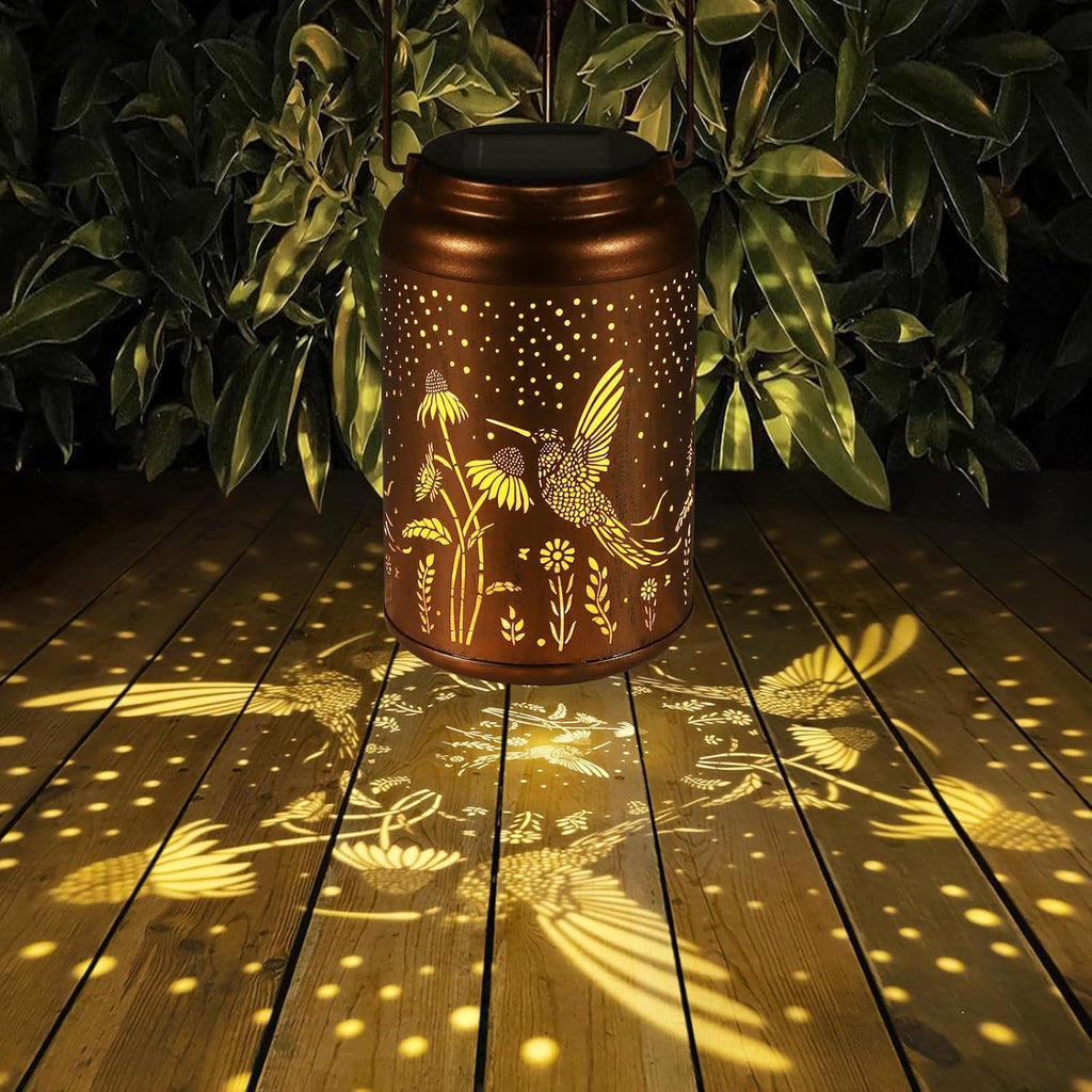 2 Pack Solar Lanterns Outdoor Waterproof, Hummingbird Garden Decor Gifts for Women Mom Grandma Hanging Solar Lights Metal Decoration Outside for Yard, Patio(Dandelions)
