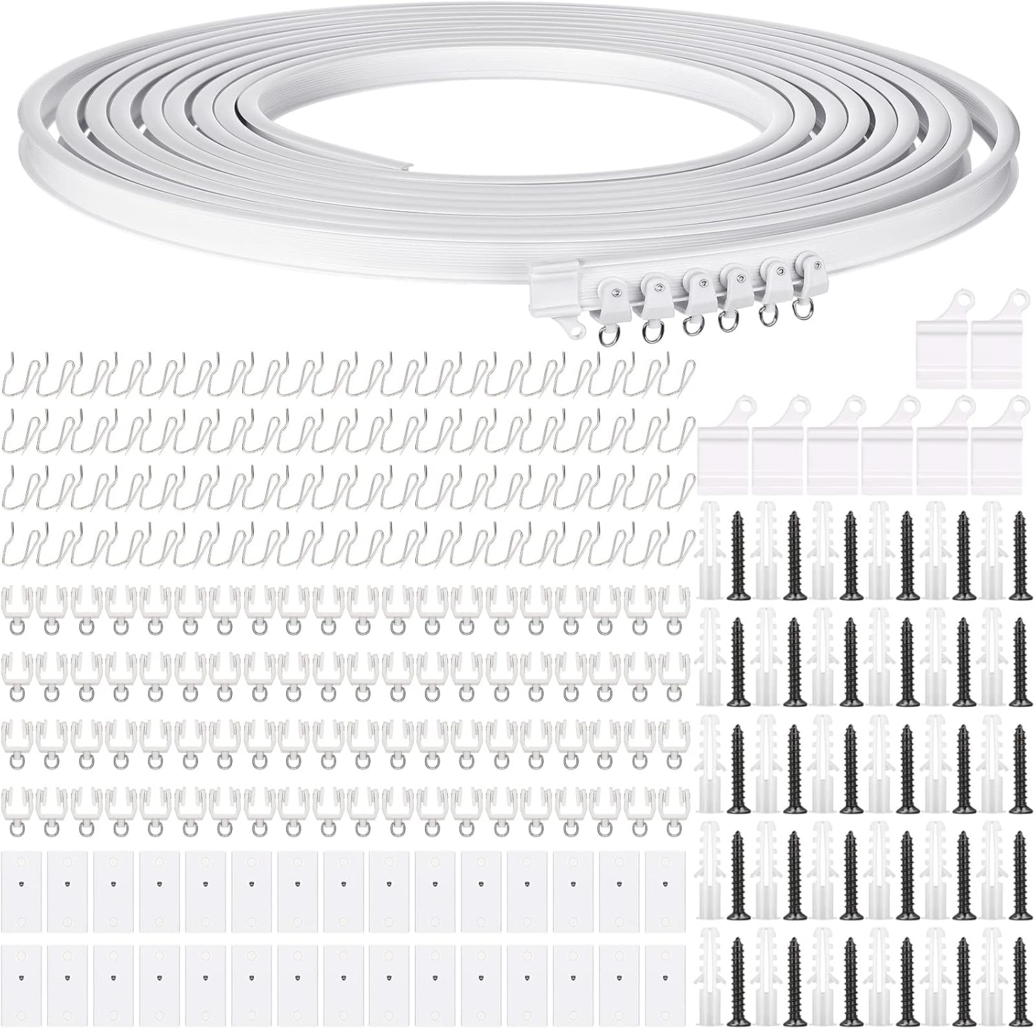 Jetec Curtain Tracks Ceiling Flexible Curtain Track Bendable Rail Curved Wall Mounted for Living Room Bedroom Divider Rod RV(10 Meter/ 32.8 Feet,White)