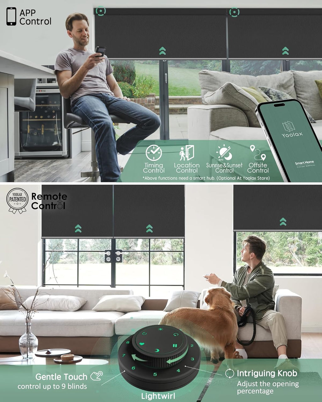 Yoolax Motorized Blinds with Remote, Waterproof Smart Blinds for Windows Blackout Automatic Shades Work with Alexa Remote Control Roller Window Shades with Valance, Custom Size (Vinyl-Dark Grey)