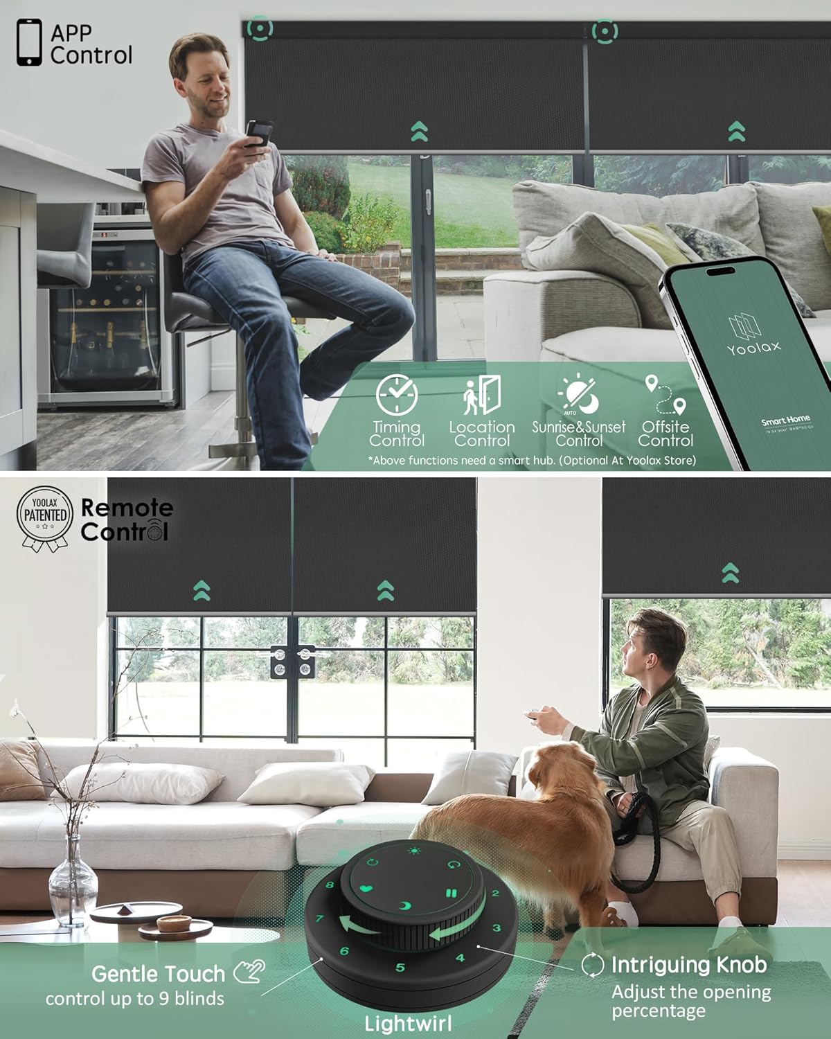 Yoolax Motorized Blinds with Remote, Waterproof Smart Blinds for Windows Blackout Automatic Shades Work with Alexa Remote Control Roller Window Shades with Valance, Custom Size (Vinyl-Dark Grey)
