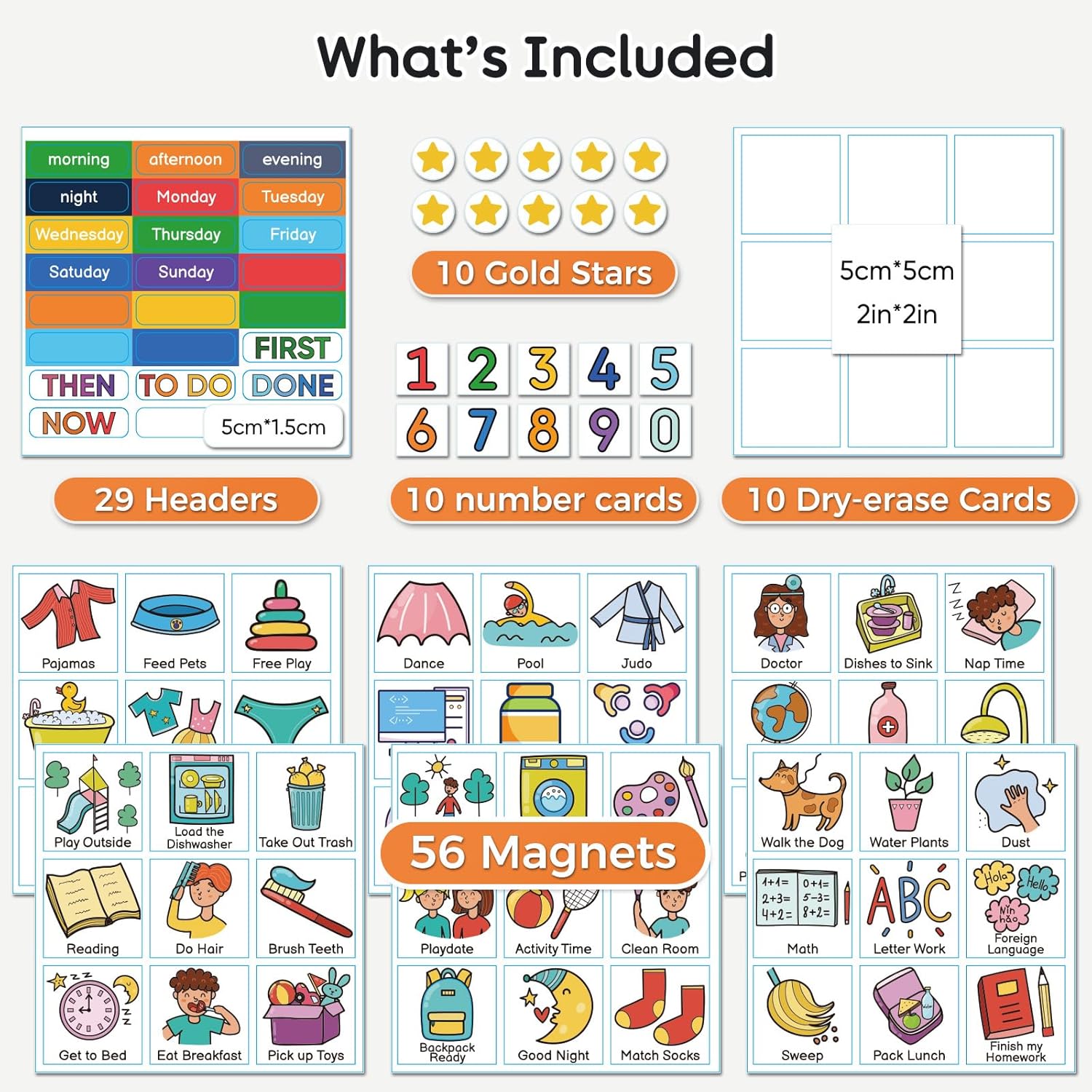 Magnetic Visual Schedule for Kids – Daily Routine & Chore Chart with 100+ Picture Magnets for Toddlers, Autism & ADHD, for Home Use, Morning and Bedtime Routines