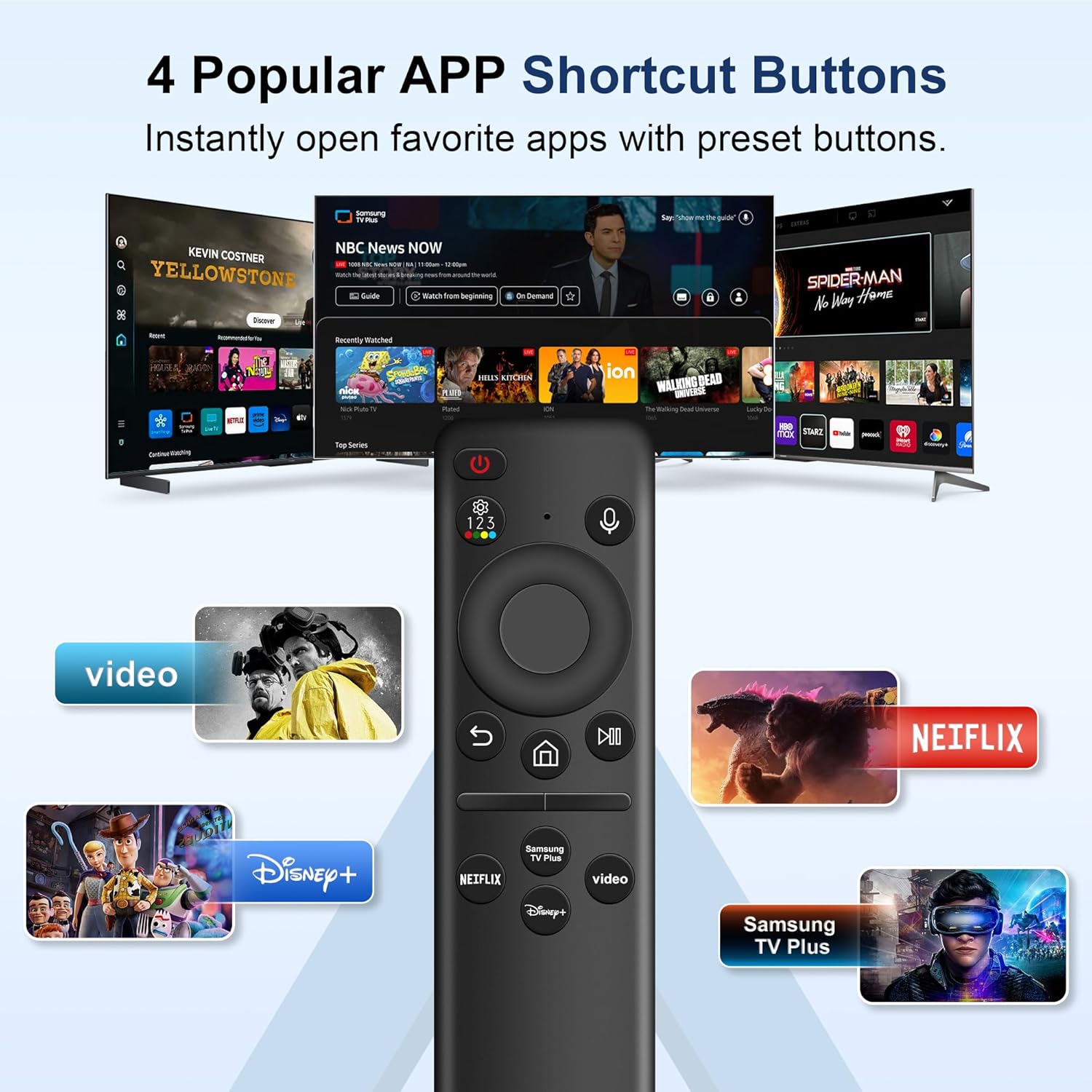Rechargeable Voice Remote for Samsung Smart TVs, Replacement for 2021–2025 Samsung TV Remote Control with Solar Charging and Voice Search, Compatible with BN59-01432A