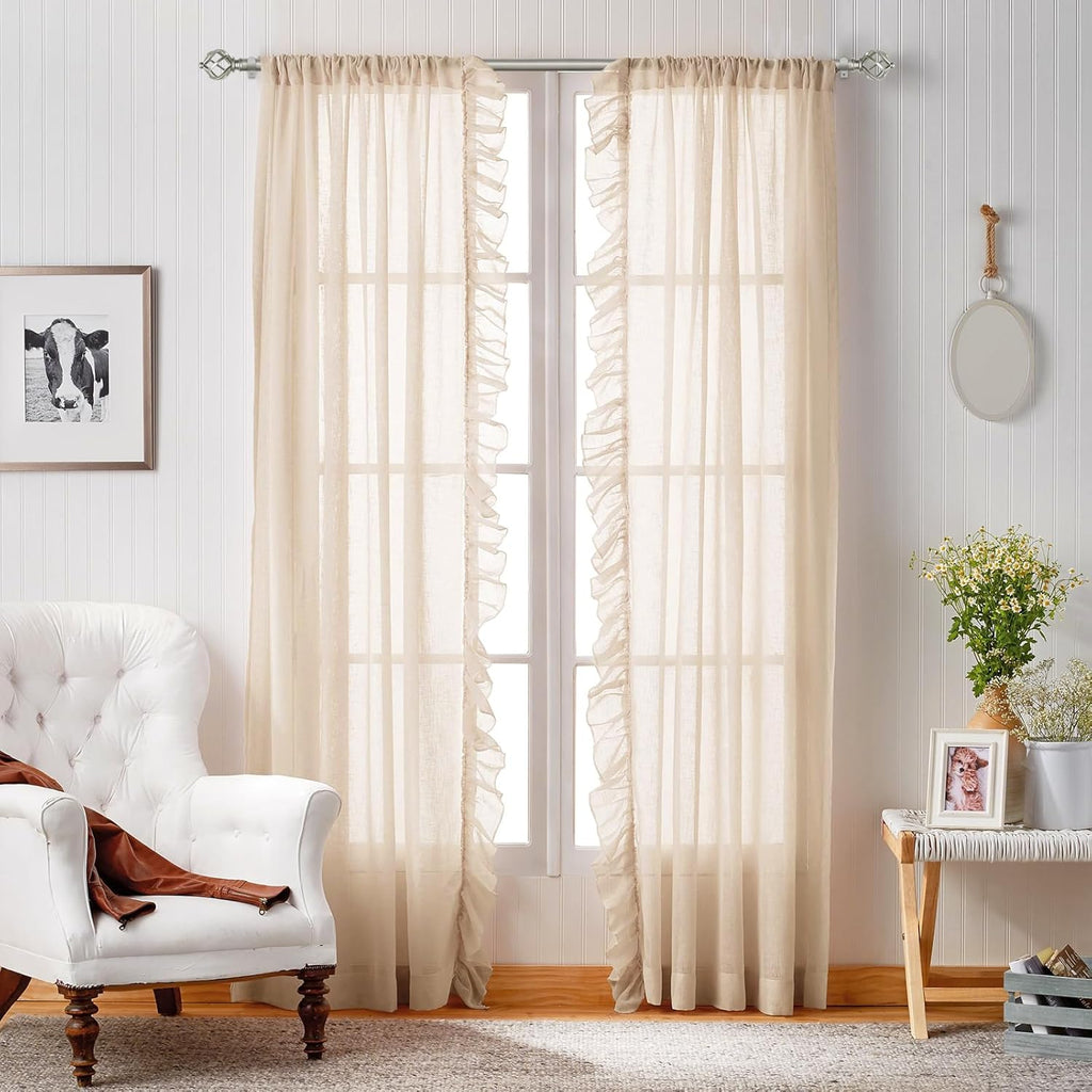 KAMANINA 2 Pack Curtain Rods 32 to 58 Inches (2.6-4.8ft), 3/4 Inch Curtain Rods for Windows Splicing Adjustable Single Drapery Rod with Twisted Cage Finial, for Indoor and Outdoor, Antique Silver
