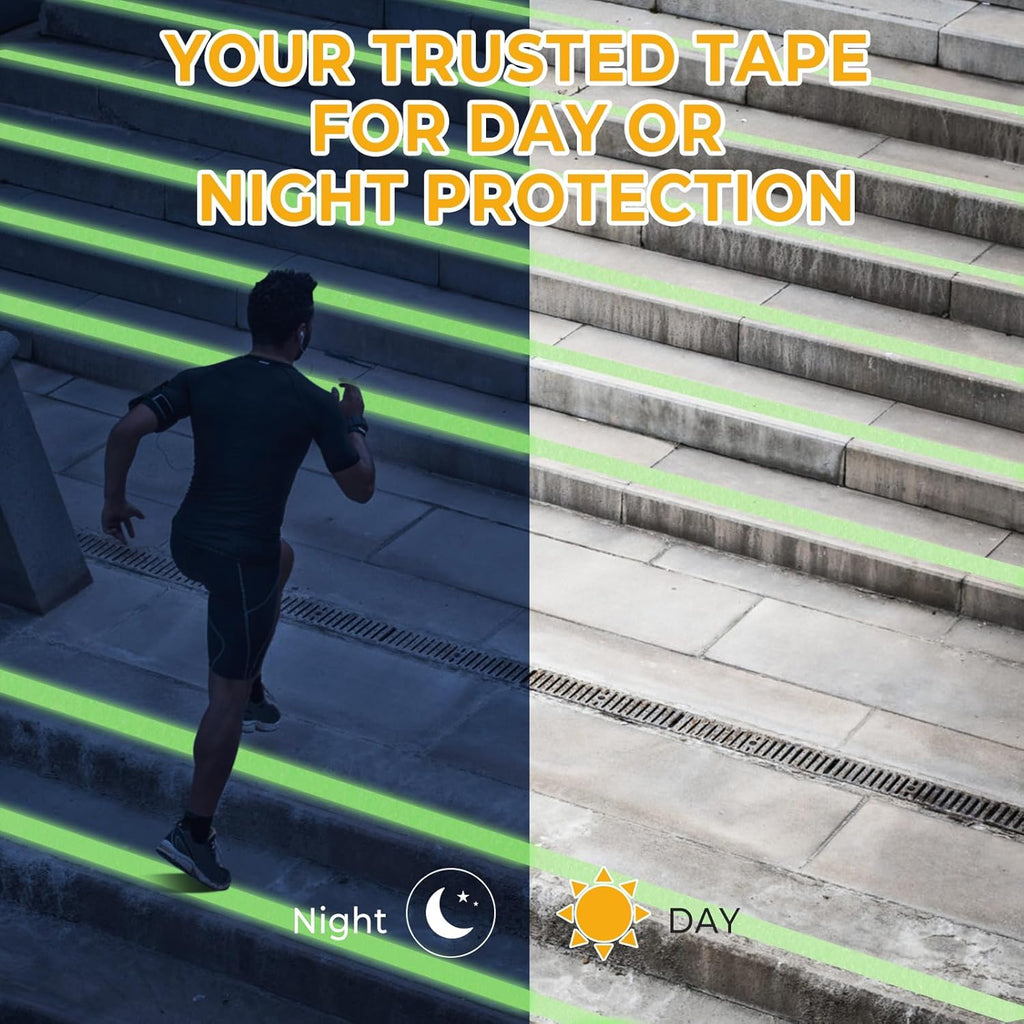 Glow in The Dark Tape, Anti Slip Glow Tape for Stairs, Glow in Dark Indoor or Outdoor, Visible at Night, Waterproof, Luminous Green, 2 Inch x 16 Feet