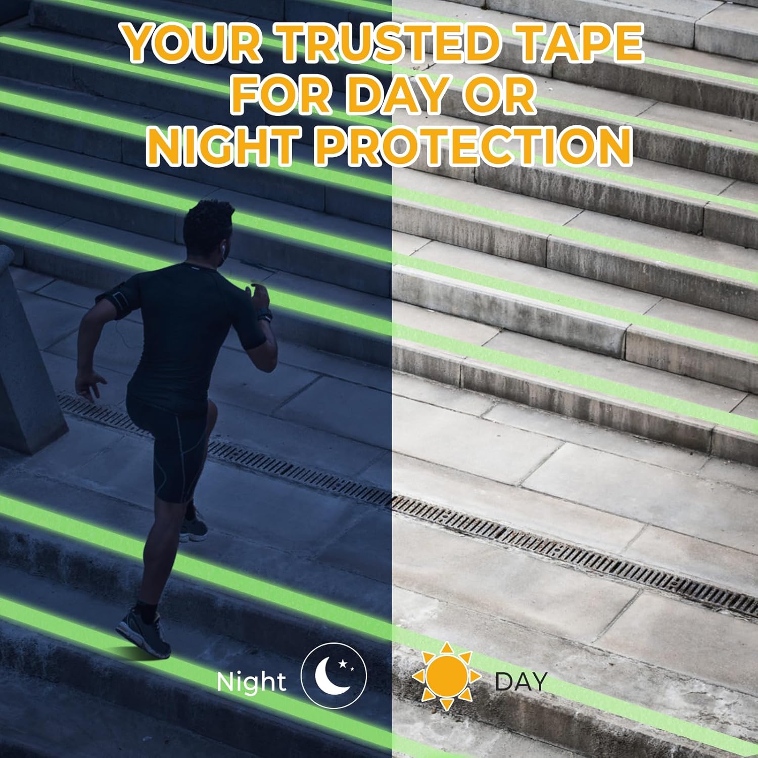 Glow in The Dark Tape, Anti Slip Glow Tape for Stairs, Glow in Dark Indoor or Outdoor, Visible at Night, Waterproof, Luminous Green, 2 Inch x 16 Feet